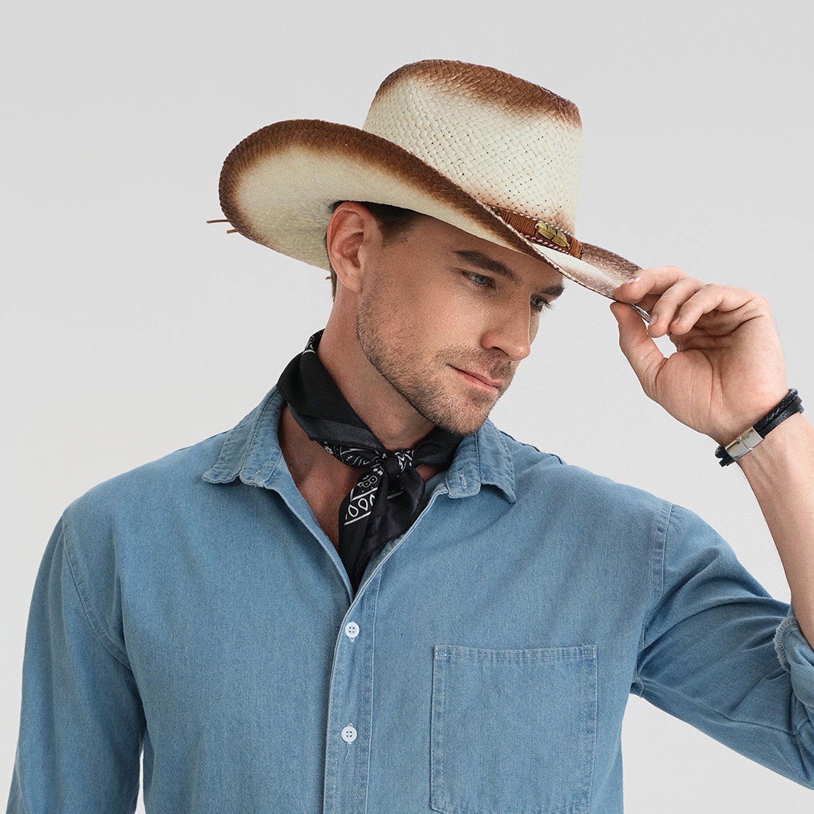 Unisex Paper Straw Fedora Hat with Wide Brim and UPF 50+ Sun Protection