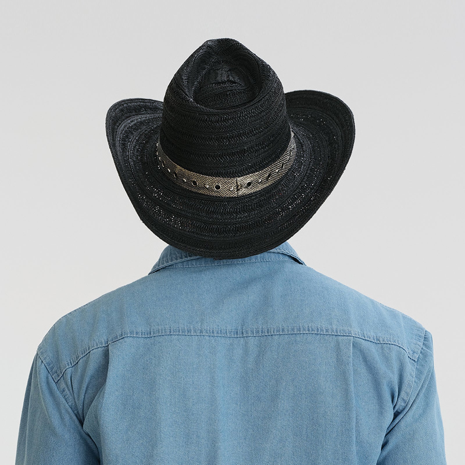 US Stock Wholesale Unisex Paper Straw Cowboy Hat Upturned Brim and UPF 50+ Sun Protection