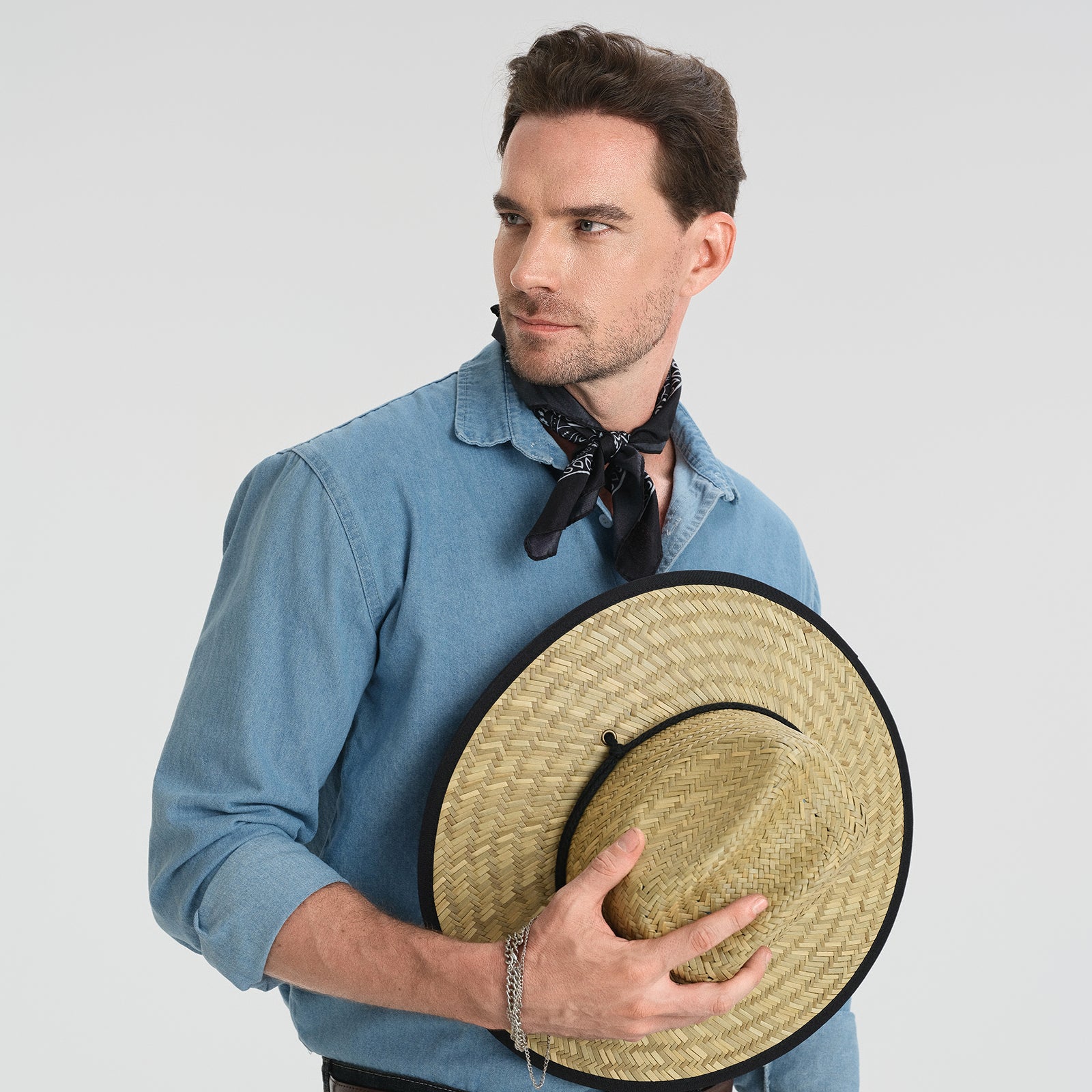 Unisex Straw Fedora Hat with Wide Brim and UPF 50+ Sun Protection