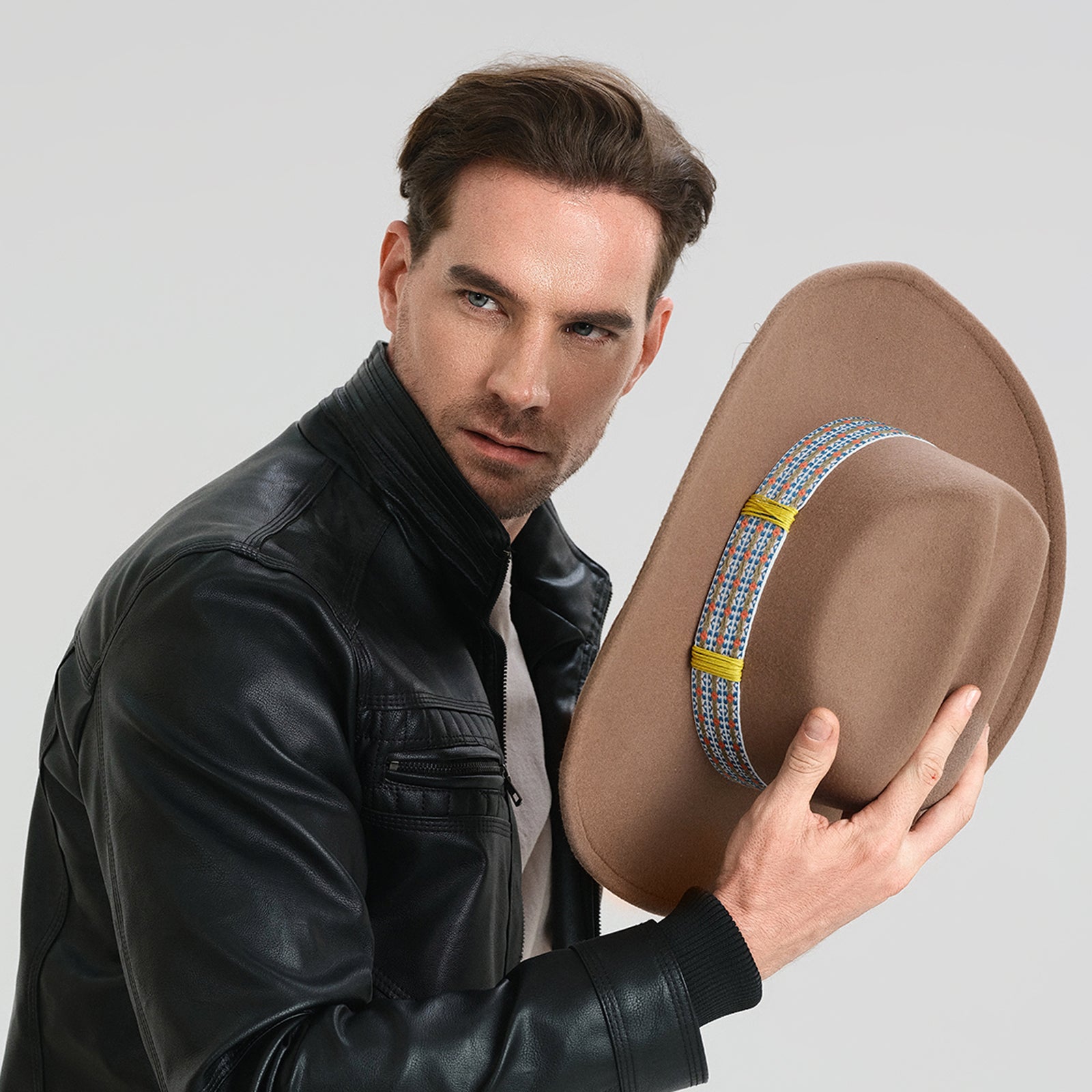 Wholesale Unisex Polyester Fedora Hat with Upturned Brim and UPF 50+ Sun Protection