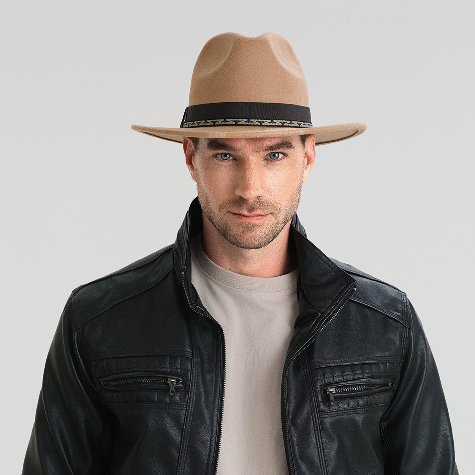 Unisex Polyester Fedora Hat with Wide Brim and UPF 50+ Sun Protection