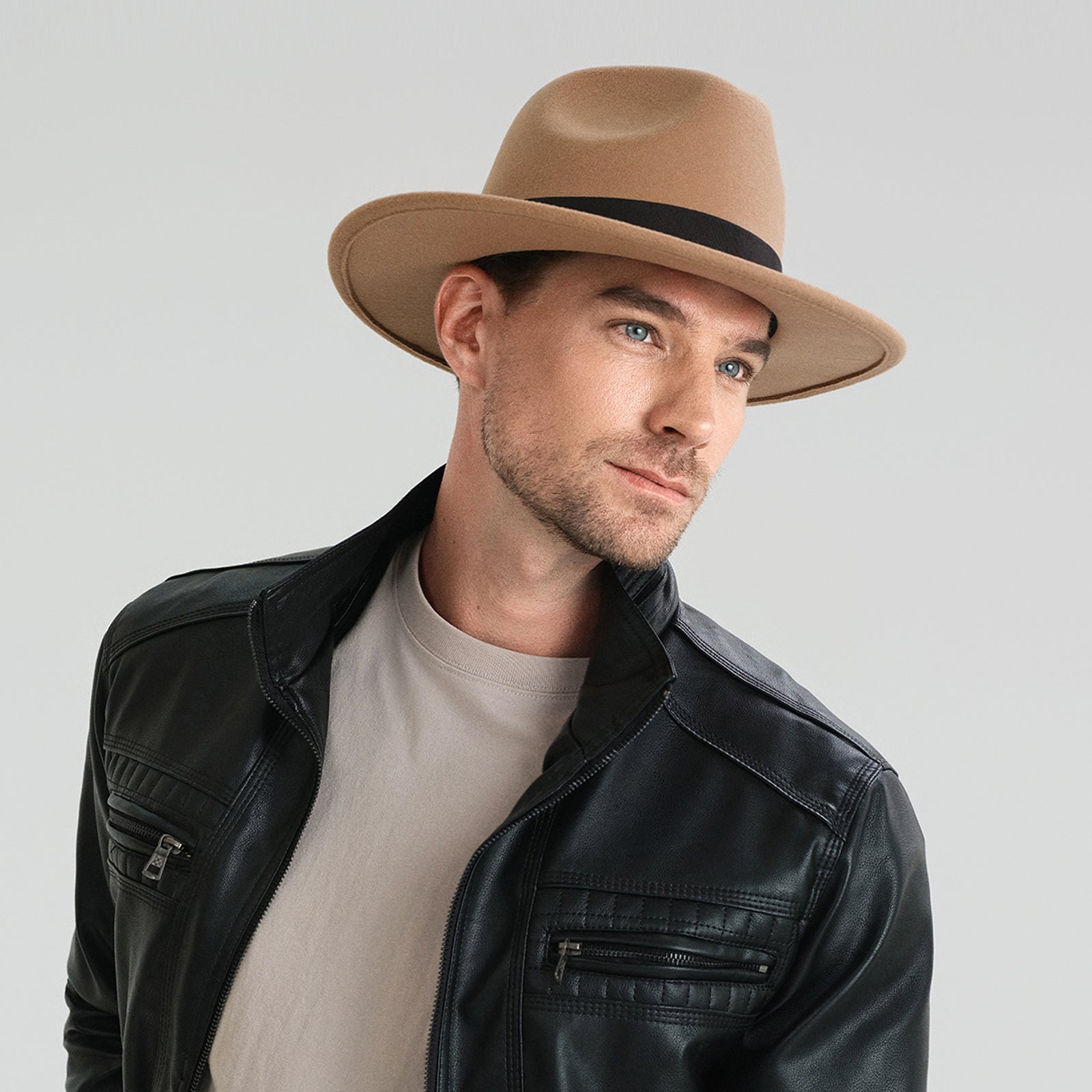 Unisex Polyester Fedora Hat with Wide Brim and UPF 50+ Sun Protection