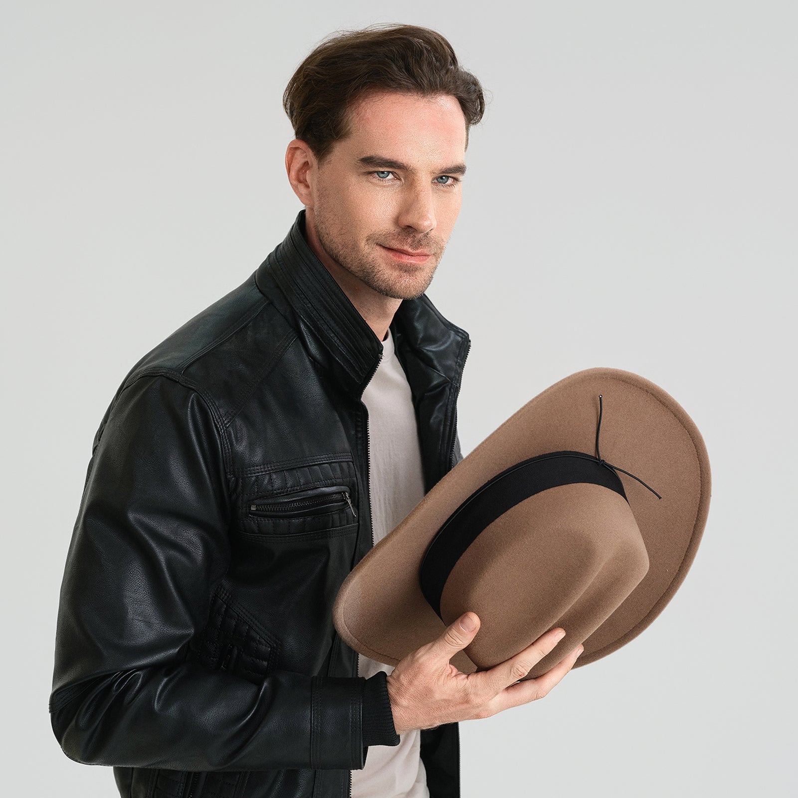 Unisex Polyester Fedora Hat with Wide Brim and UPF 50+ Sun Protection