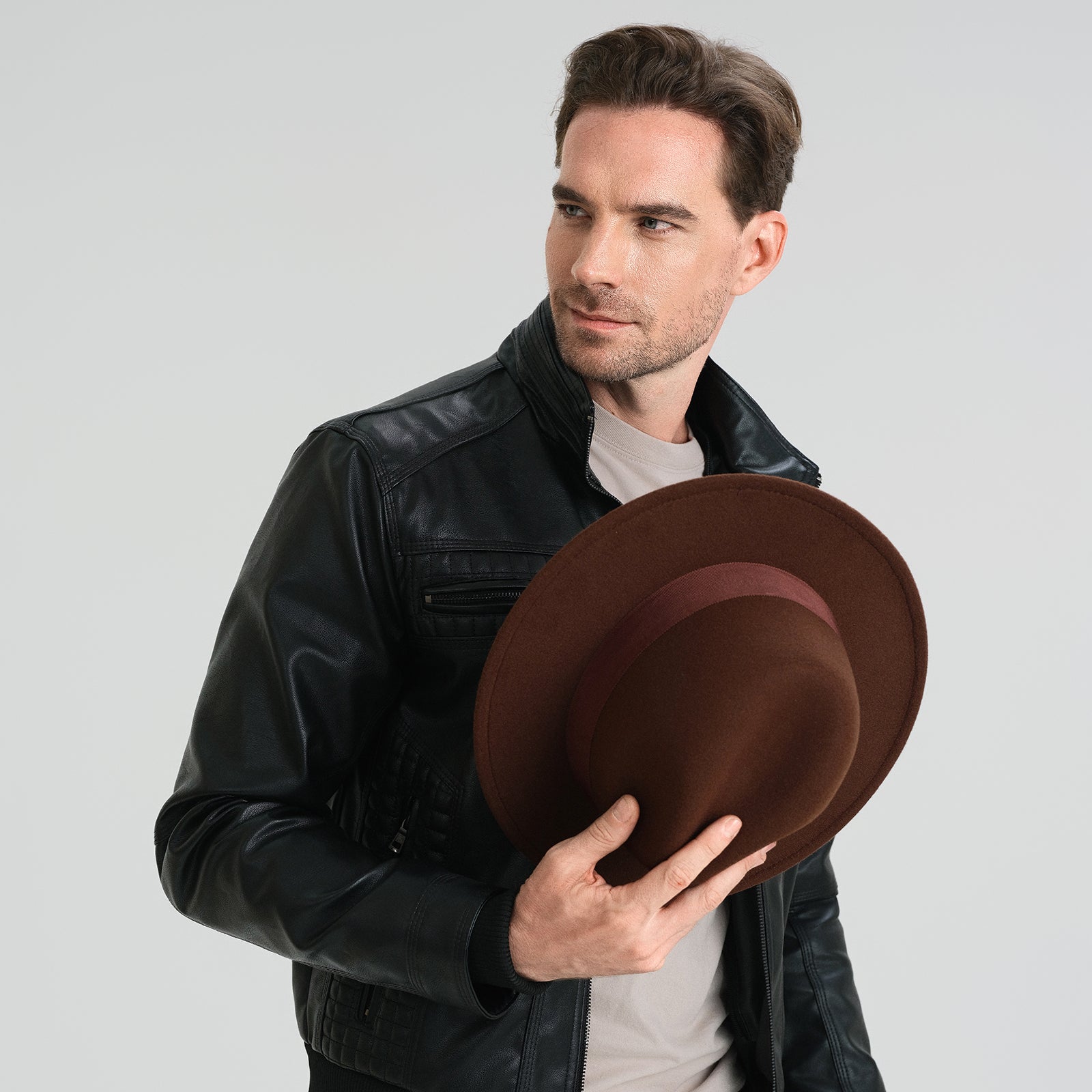 Unisex Polyester Fedora Hat with Wide Brim and UPF 50+ Sun Protection