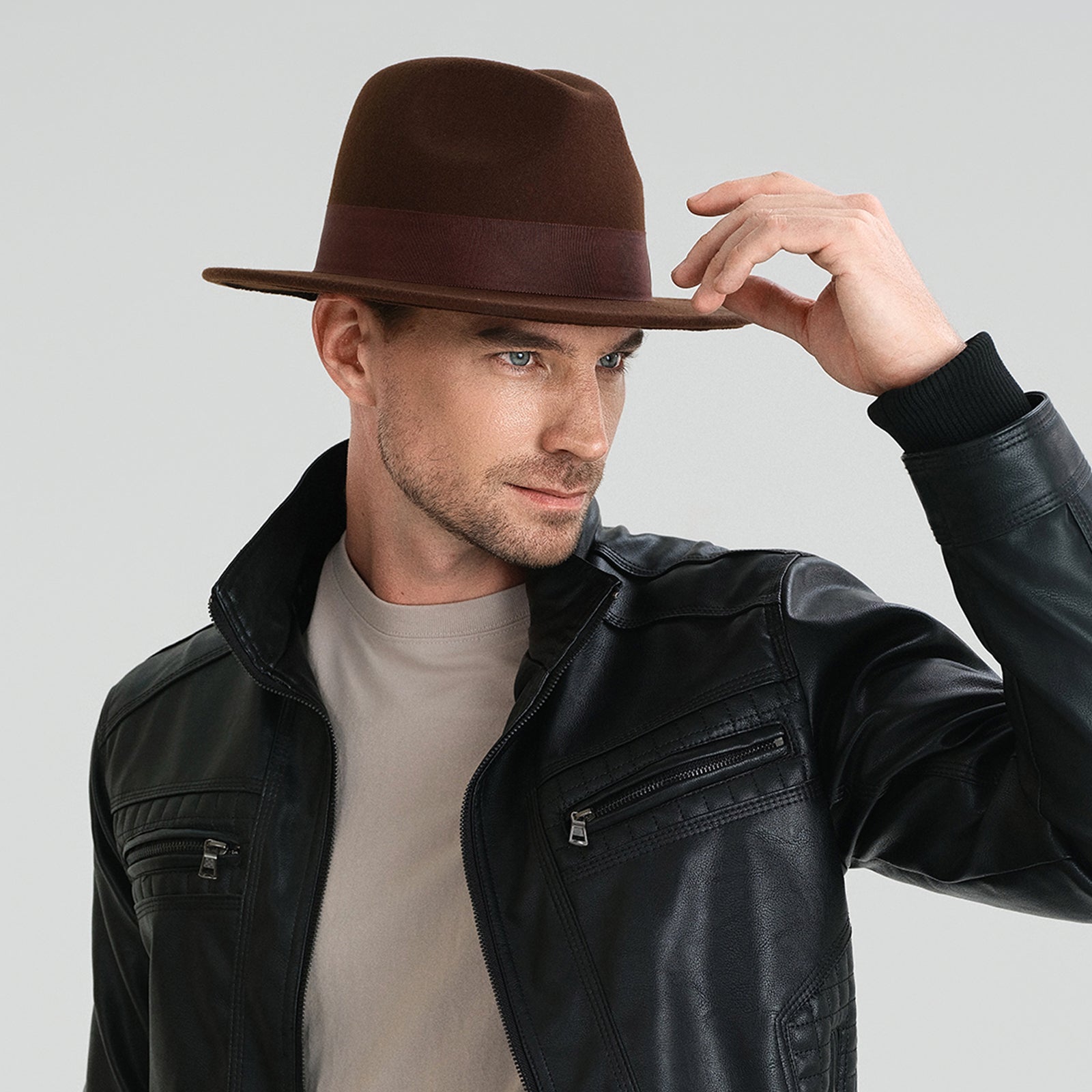 Unisex Polyester Fedora Hat with Wide Brim and UPF 50+ Sun Protection