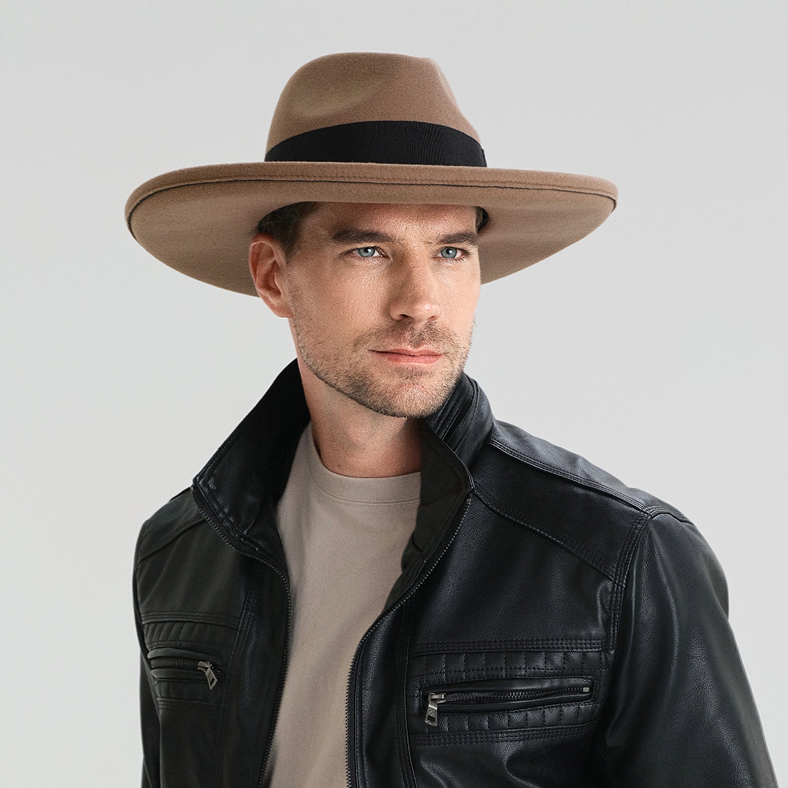 Unisex Polyester Fedora Hat with Wide Brim and UPF 50+ Sun Protection