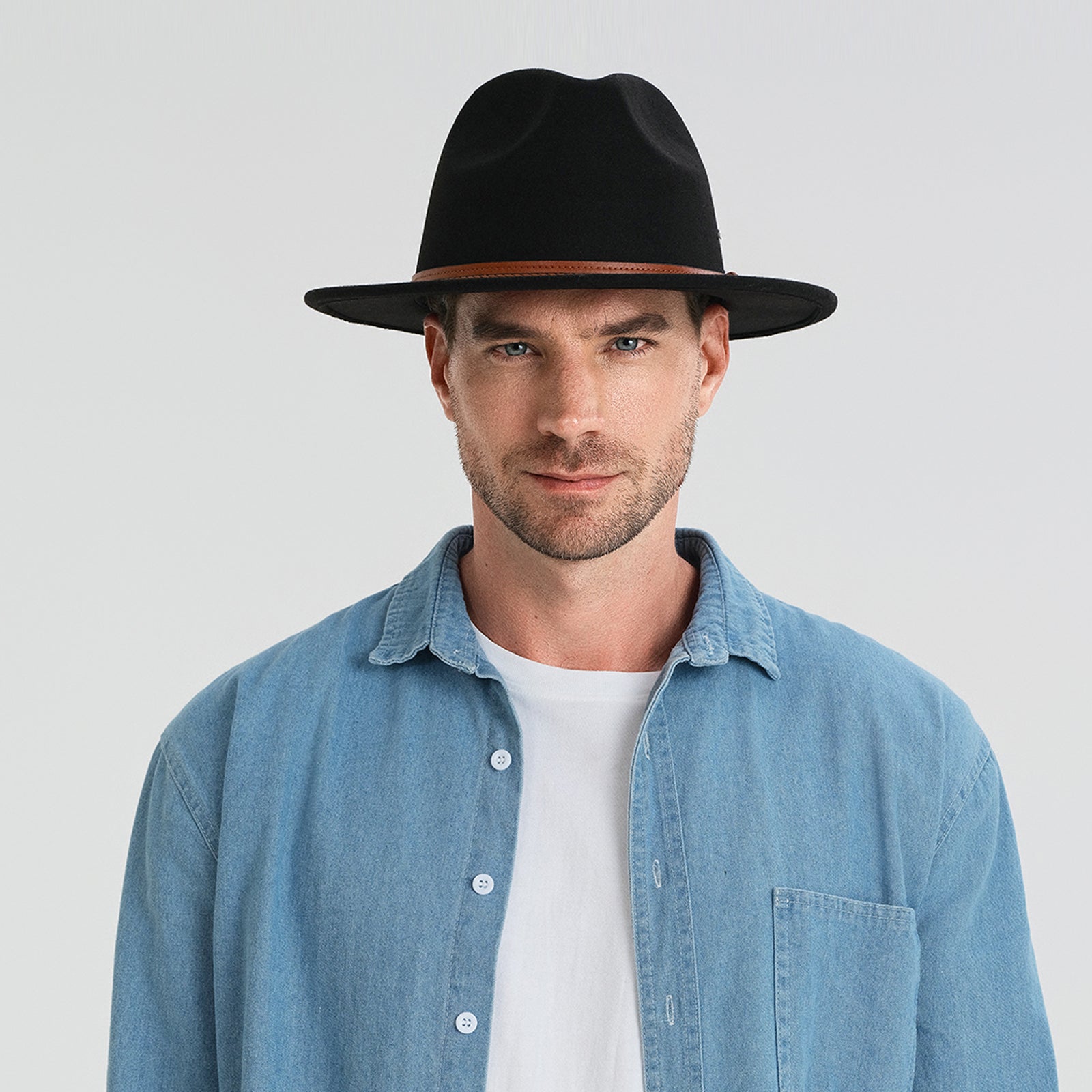 Unisex Polyester Fedora Hat with Wide Brim and UPF 50+ Sun Protection