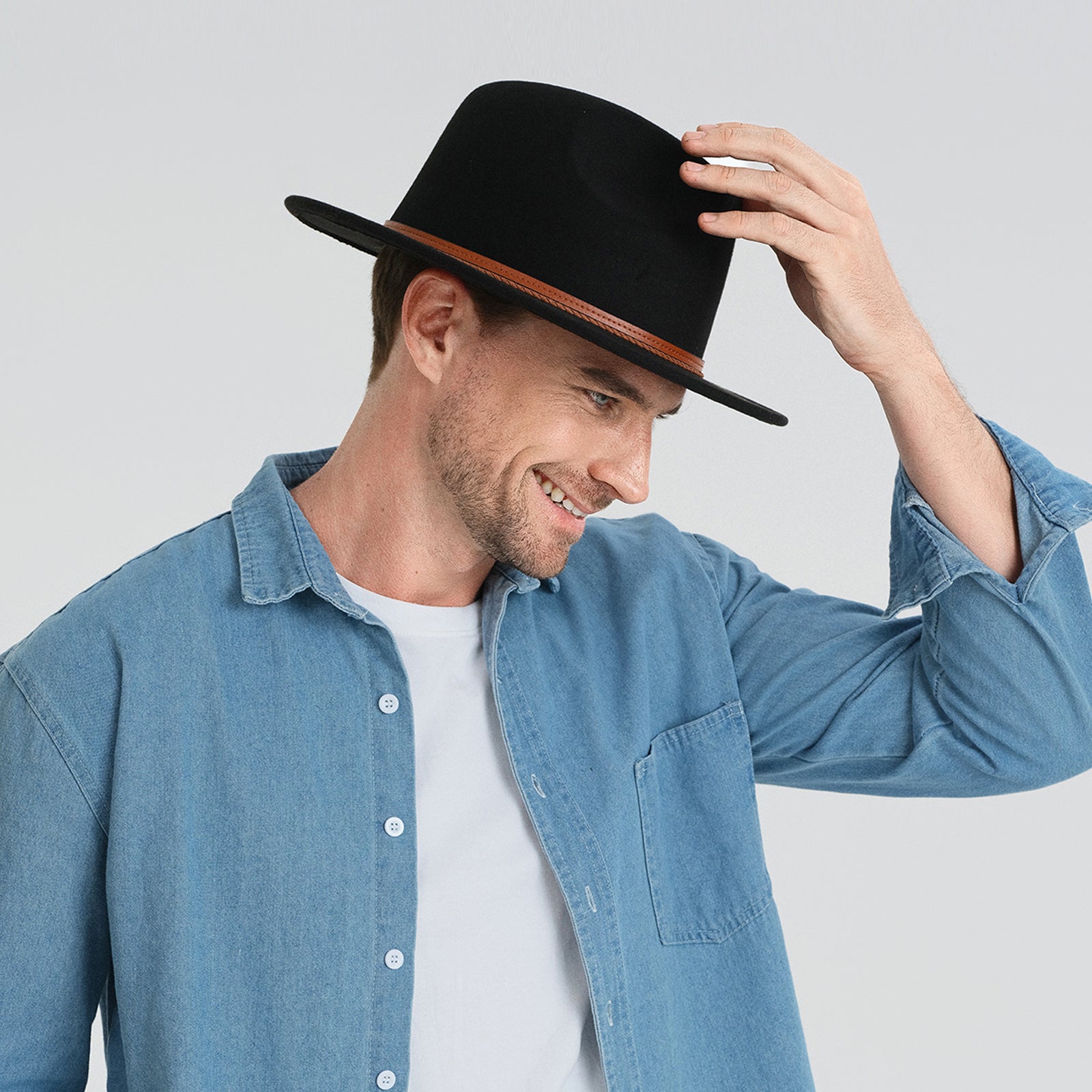 Wholesale Unisex Polyester Fedora Hat with  Flat Brim and UPF 50+ Sun Protection