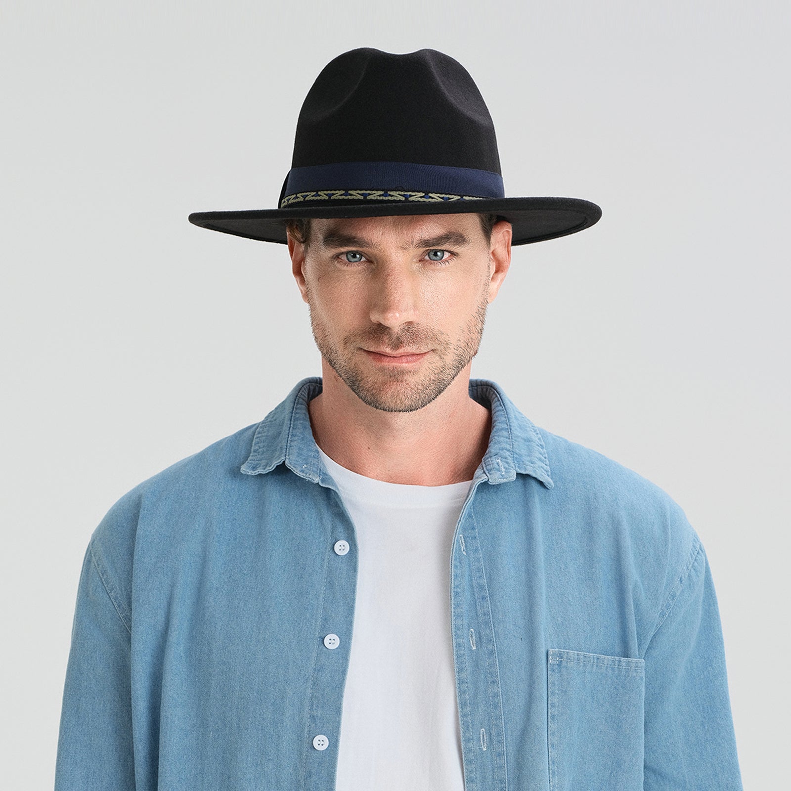 Unisex Polyester Fedora Hat with Wide Brim and UPF 50+ Sun Protection