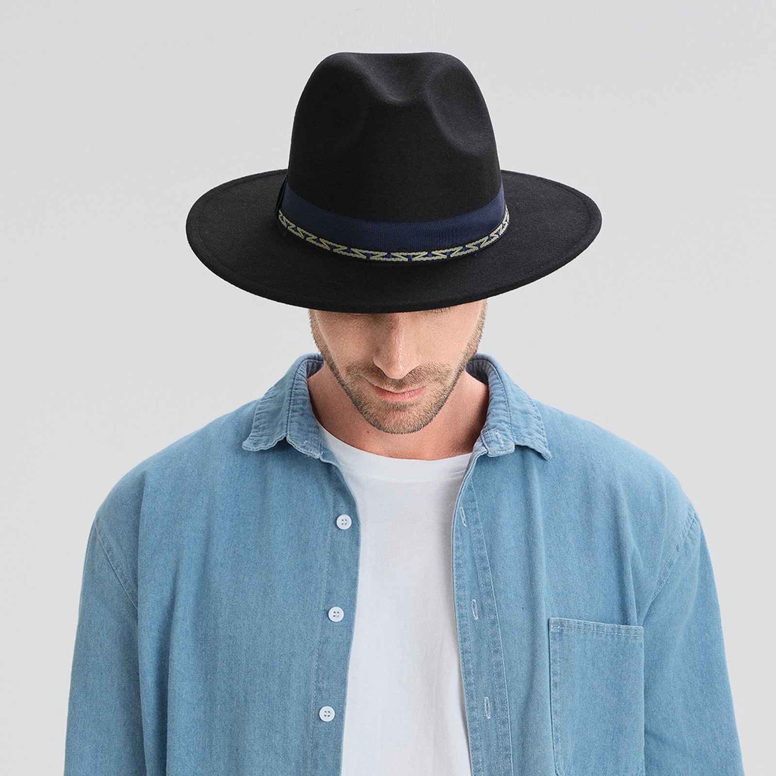 Unisex Polyester Fedora Hat with Wide Brim and UPF 50+ Sun Protection