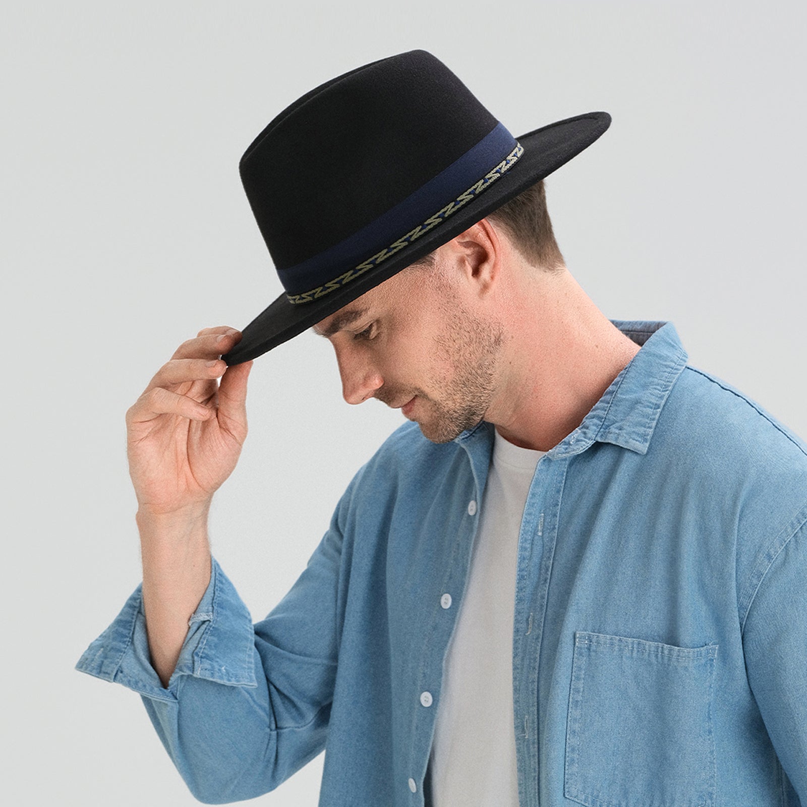 Unisex Polyester Fedora Hat with Wide Brim and UPF 50+ Sun Protection