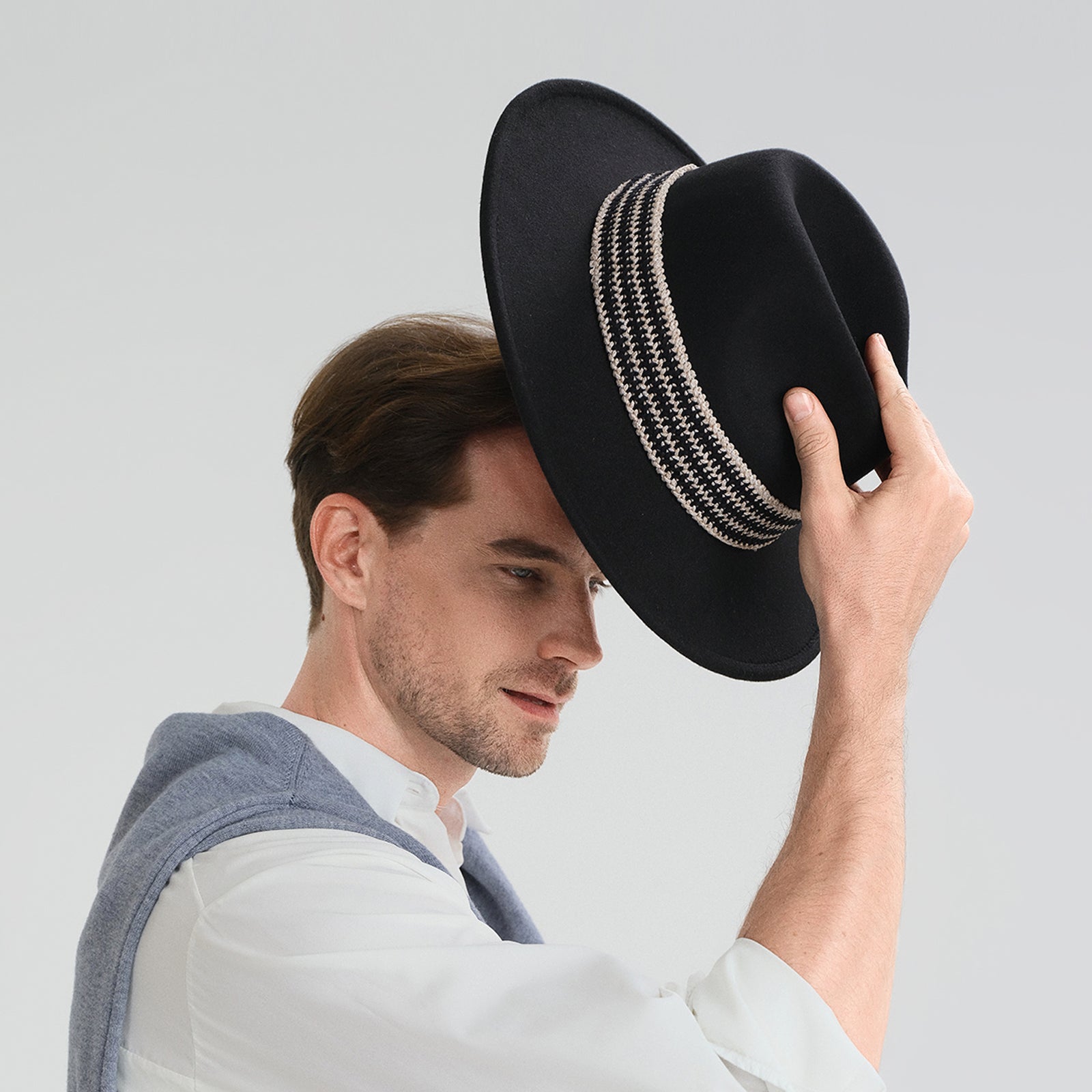 Unisex Polyester Fedora Hat with Wide Brim and UPF 50+ Sun Protection