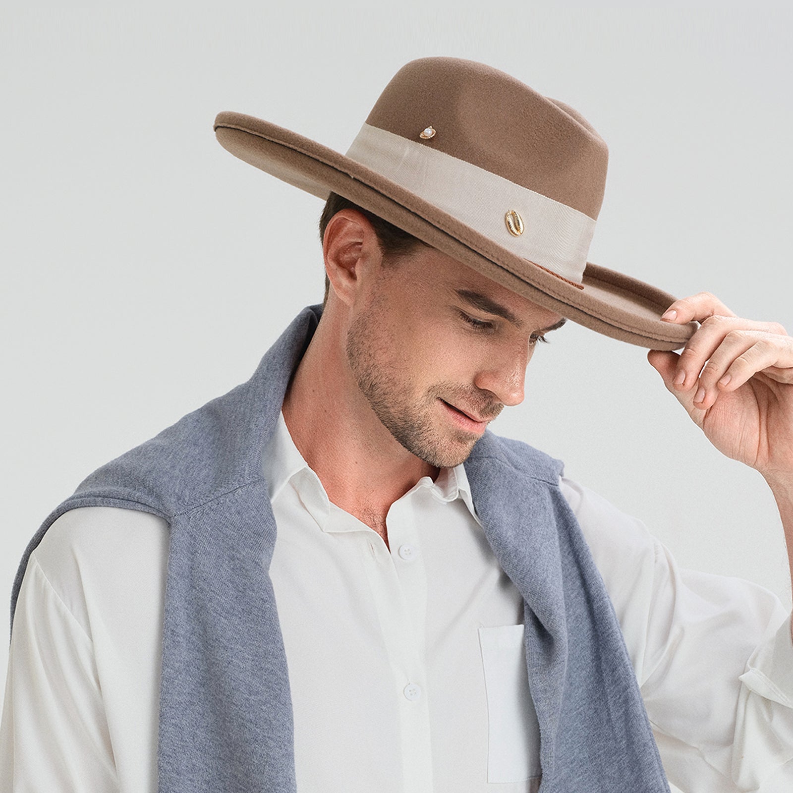 Unisex Polyester Fedora Hat with Wide Brim and UPF 50+ Sun Protection