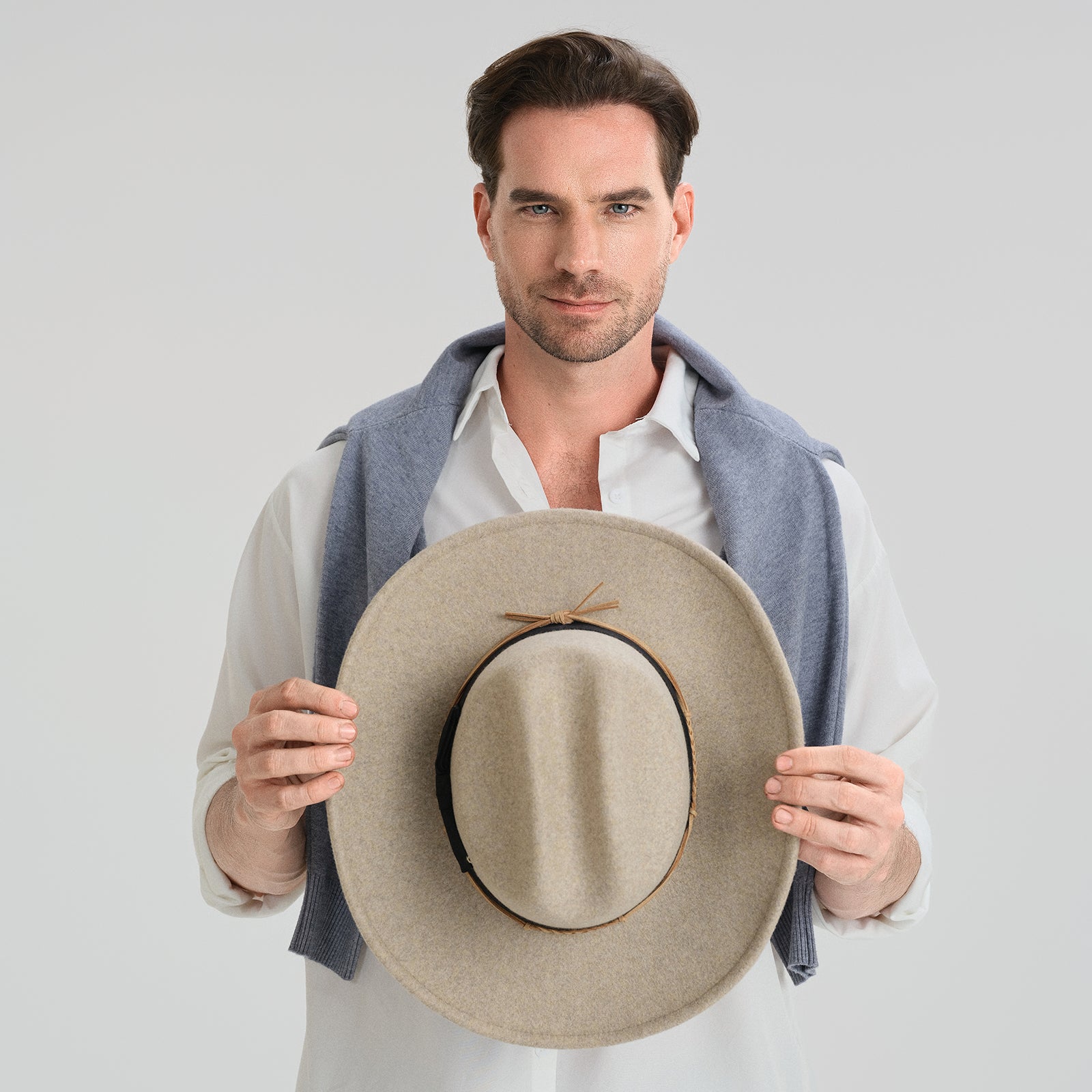 Unisex Polyester Fedora Hat with Wide Brim and UPF 50+ Sun Protection