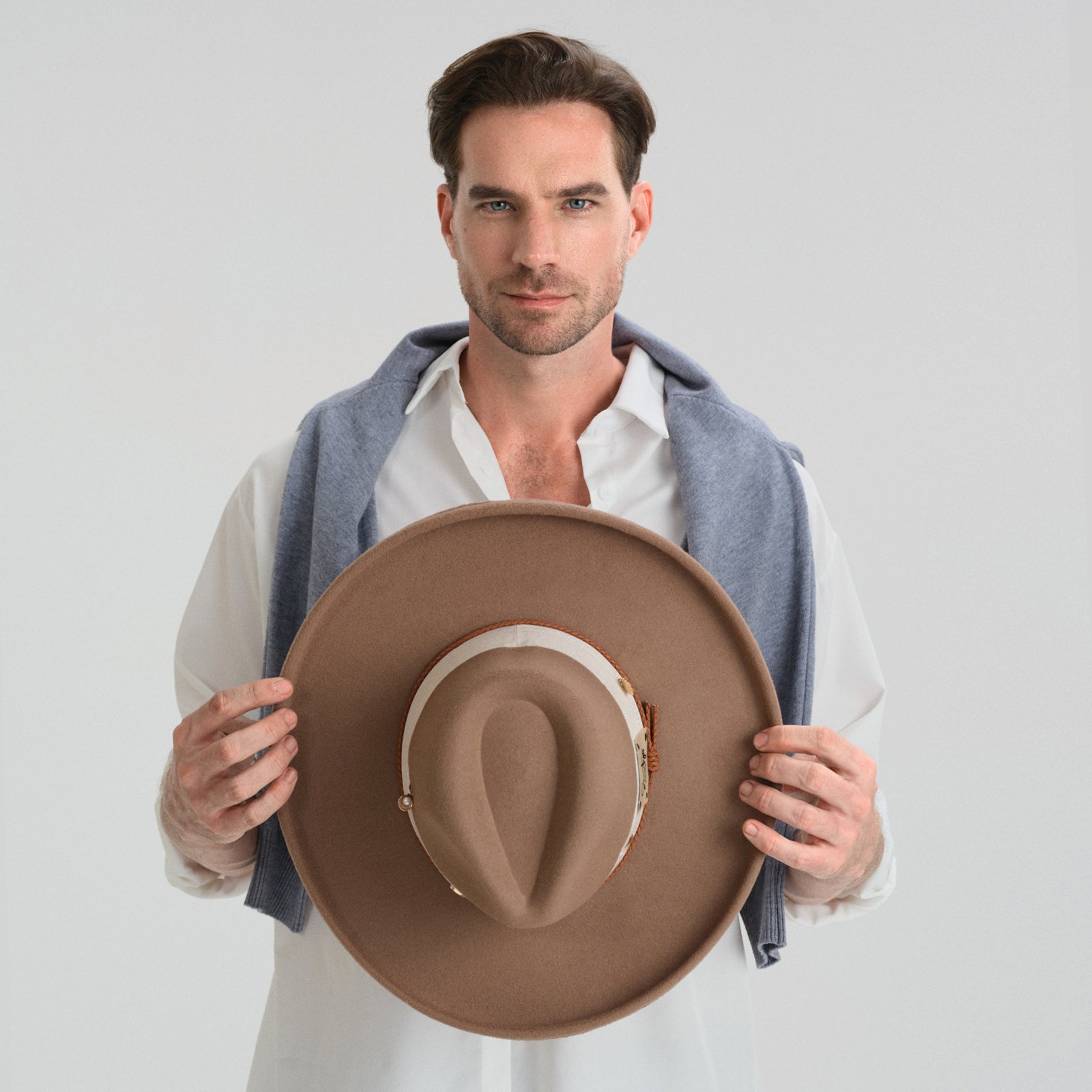 Unisex Polyester Fedora Hat with Wide Brim and UPF 50+ Sun Protection