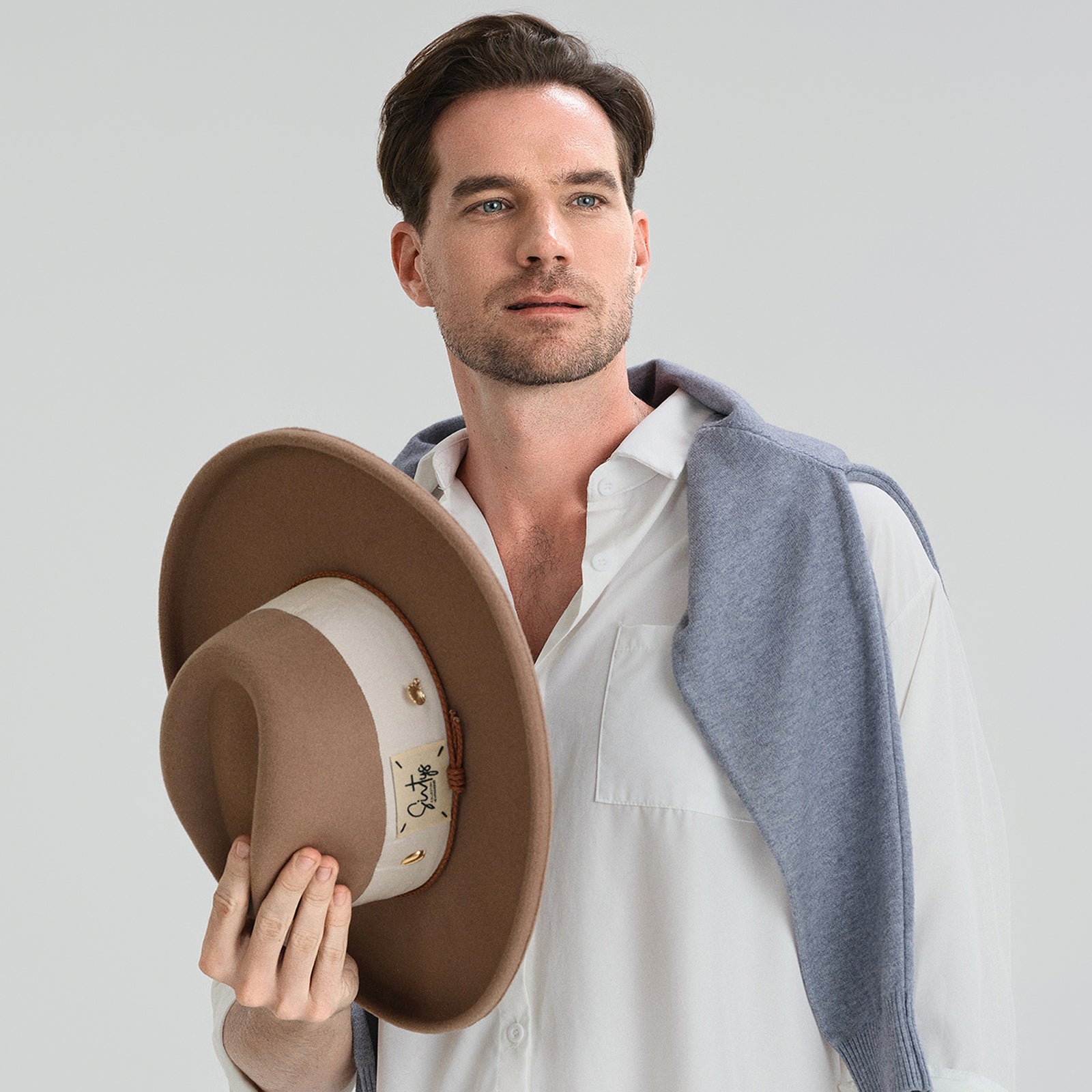 Unisex Polyester Fedora Hat with Wide Brim and UPF 50+ Sun Protection