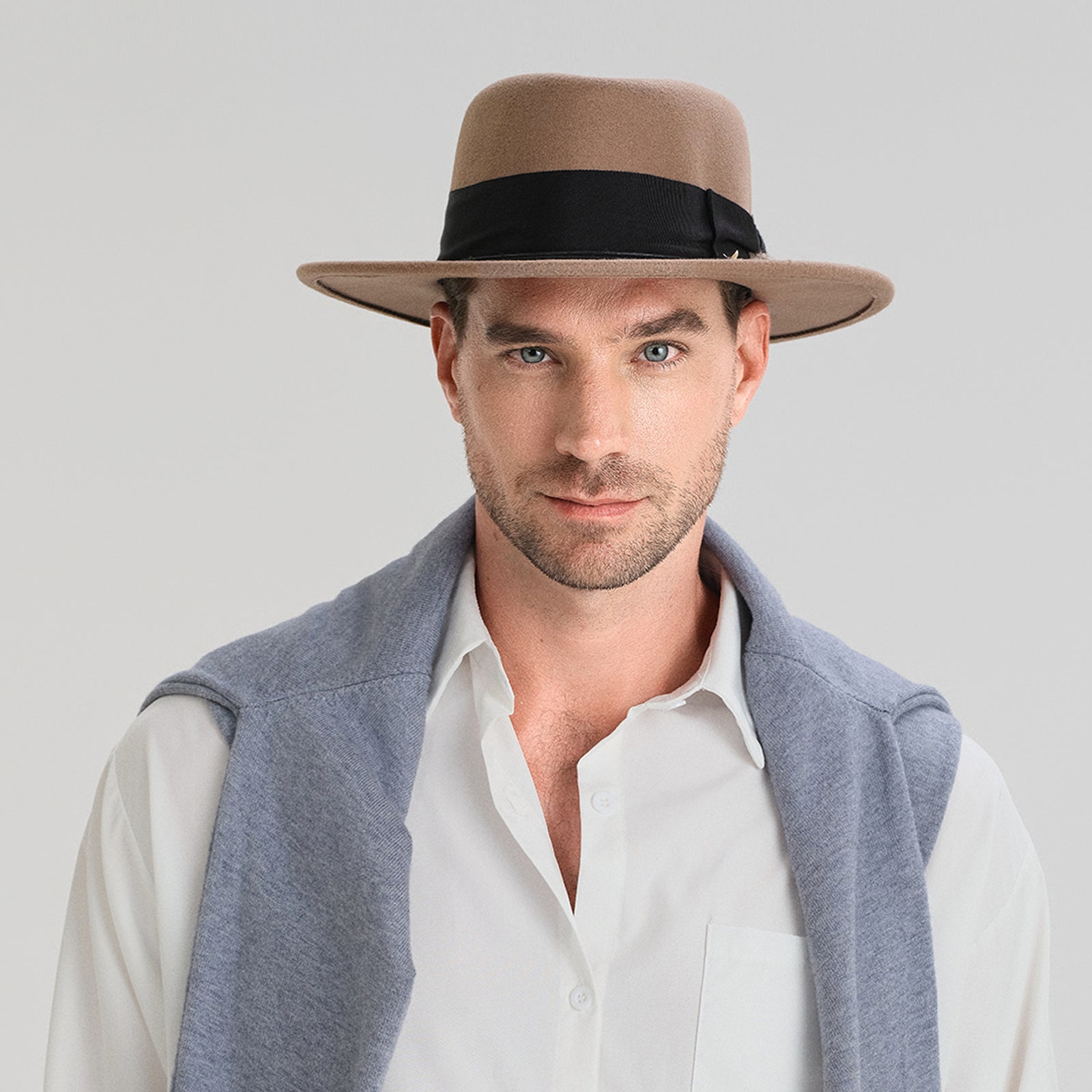 Wholesale Unisex Polyester Fedora Hat with  Flat Brim and UPF 50+ Sun Protection