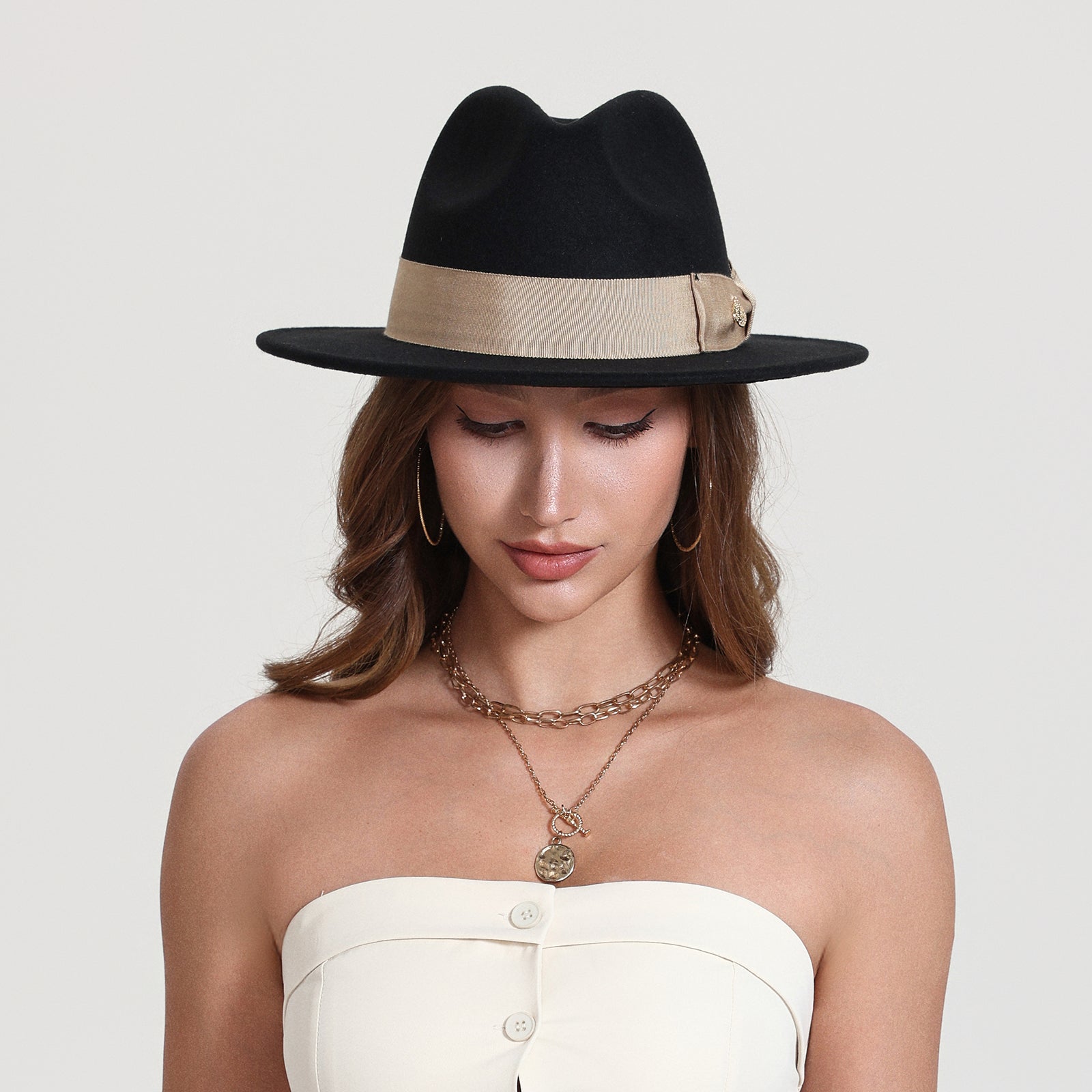 Unisex Polyester Fedora Hat with Wide Brim and UPF 50+ Sun Protection