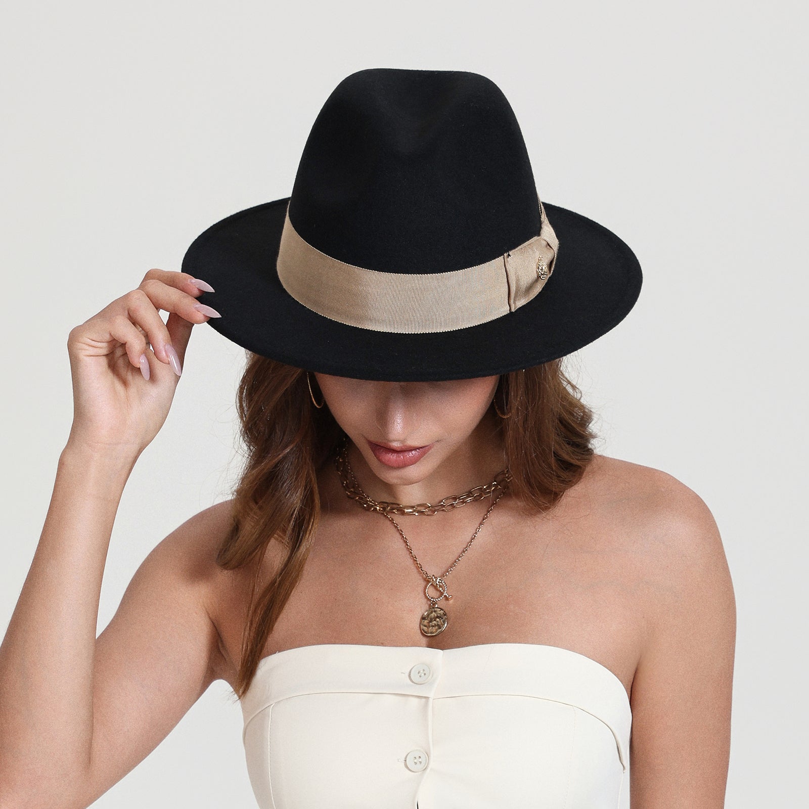 Unisex Polyester Fedora Hat with Wide Brim and UPF 50+ Sun Protection