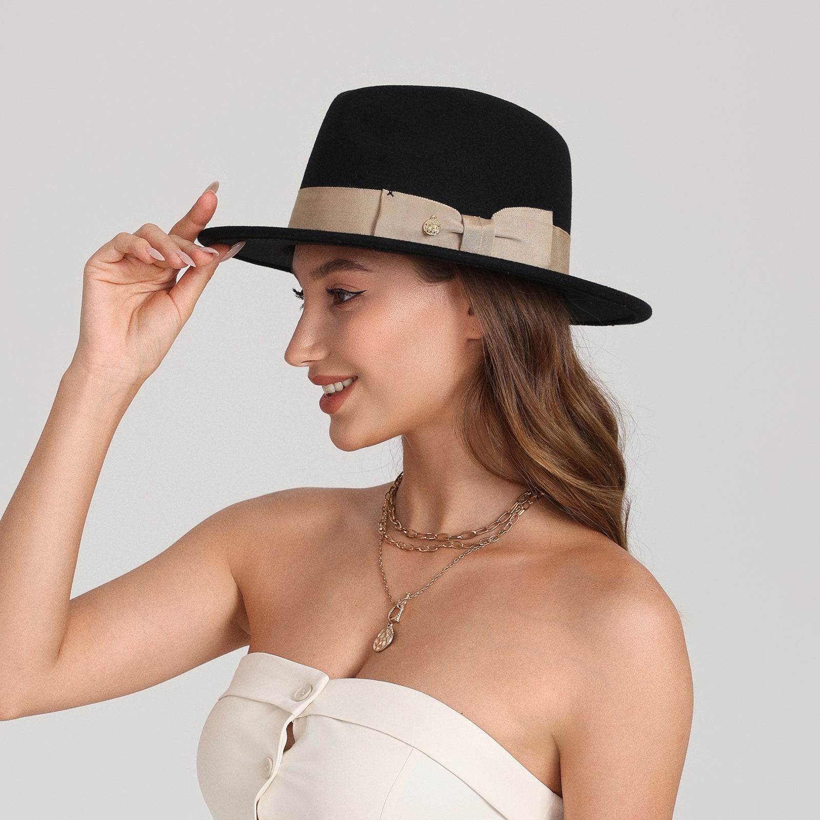 Unisex Polyester Fedora Hat with Wide Brim and UPF 50+ Sun Protection