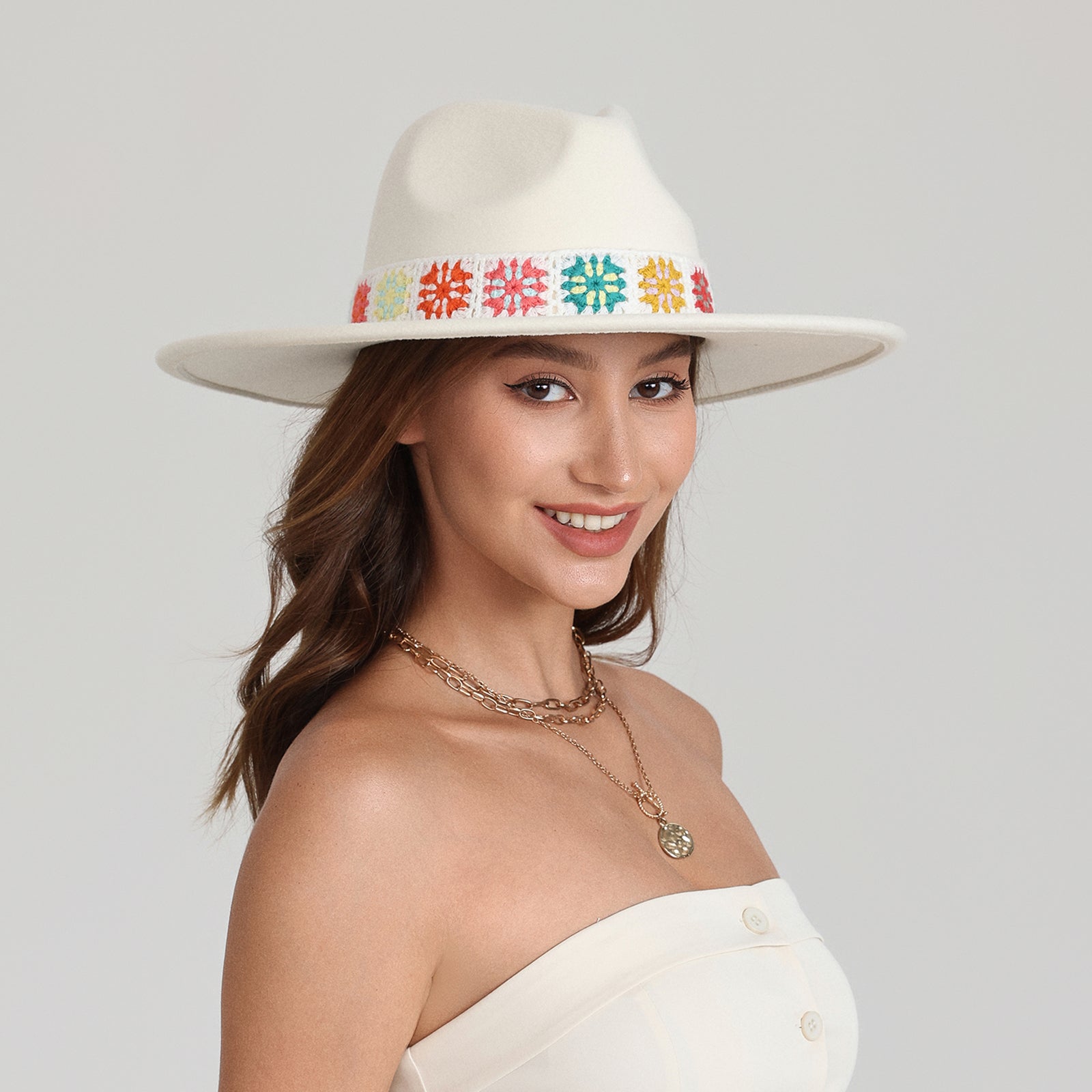 Wholesale Women’s Polyester Fedora Hat with Wide Brim and UPF 50+ Sun Protection