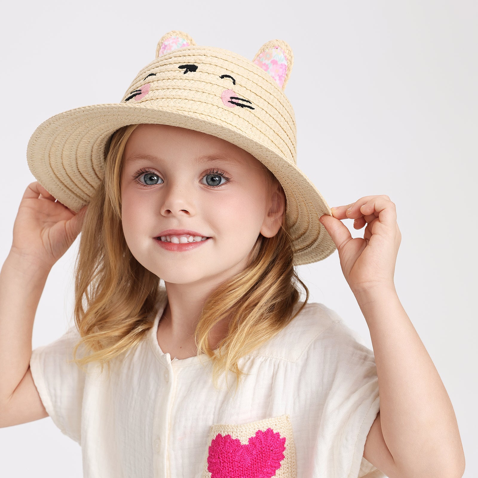 Children’s Paper Straw Sun Hat for Ages 2–6 with UPF 50+ Sun Protection
