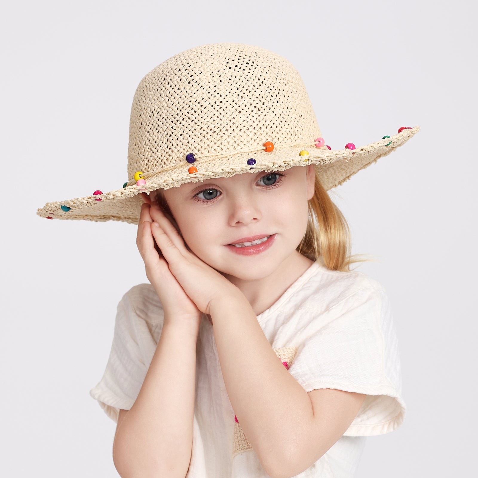 Wholesale Children’s Paper Straw Bucket Hat for Ages 2–6 with UPF 50+ Sun Protection
