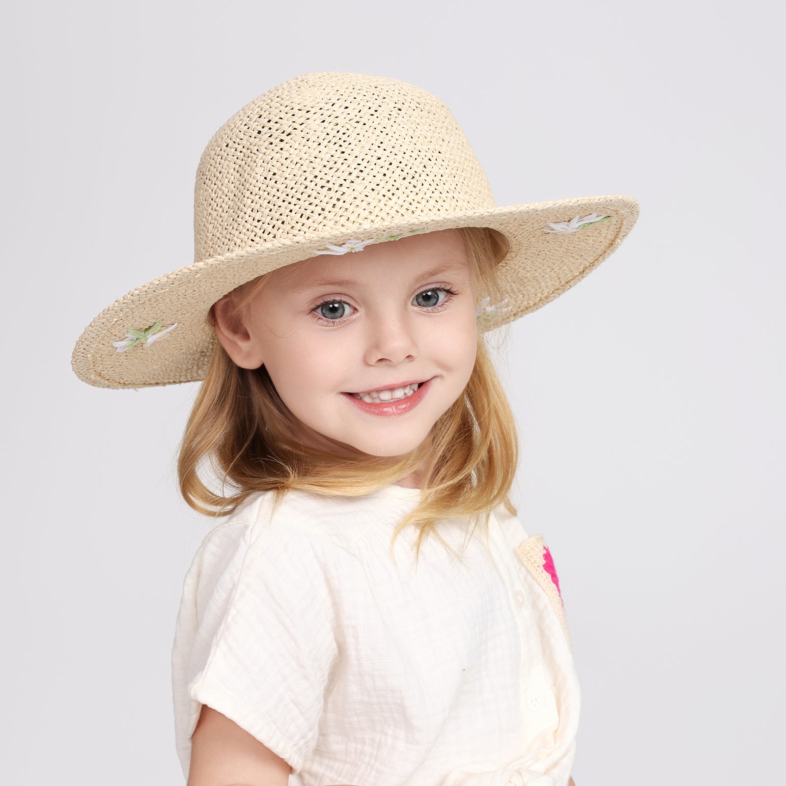 Children’s Paper Straw Sun Hat for Ages 2–6 with UPF 50+ Sun Protection
