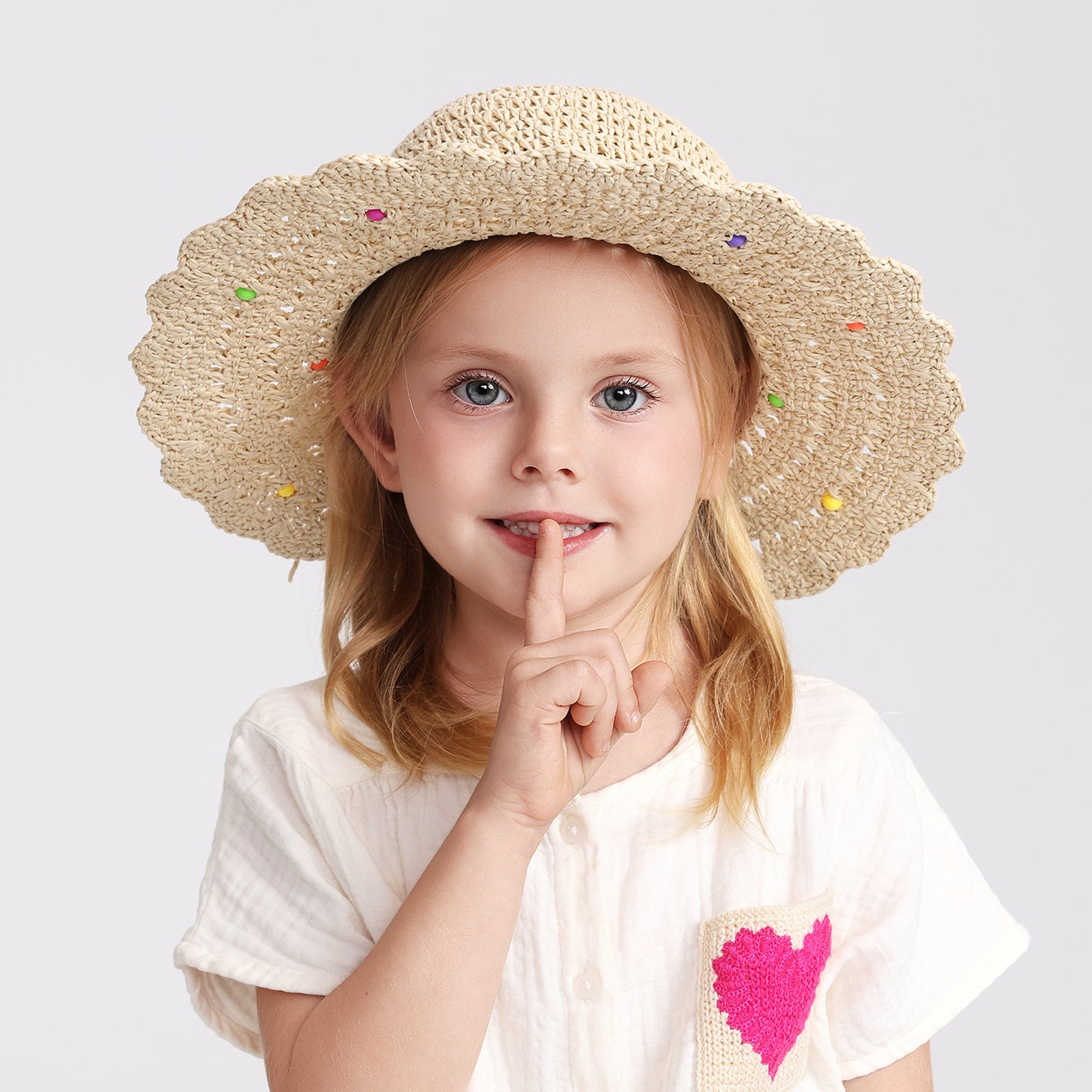 Children’s Paper Straw Sun Hat for Ages 2–6 with UPF 50+ Sun Protection