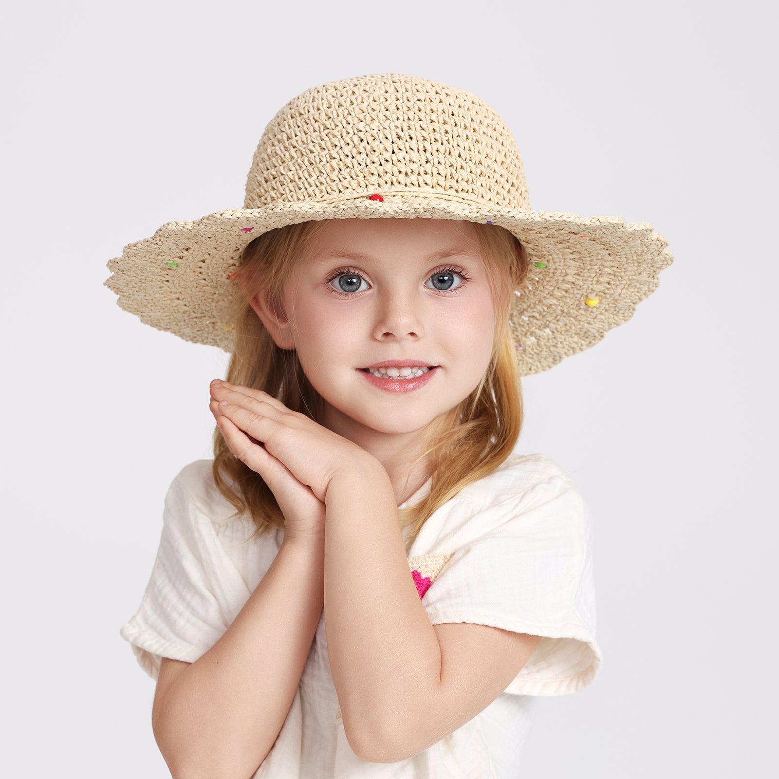 Children’s Paper Straw Sun Hat for Ages 2–6 with UPF 50+ Sun Protection