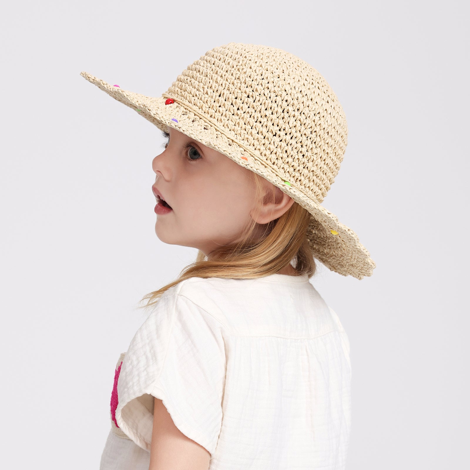 Children’s Paper Straw Sun Hat for Ages 2–6 with UPF 50+ Sun Protection