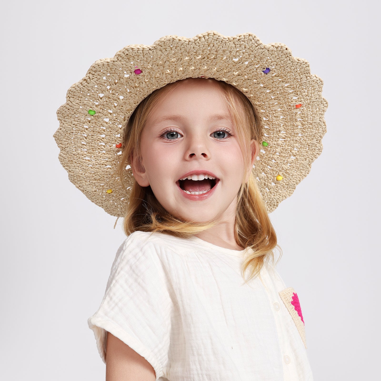 Children’s Paper Straw Sun Hat for Ages 2–6 with UPF 50+ Sun Protection