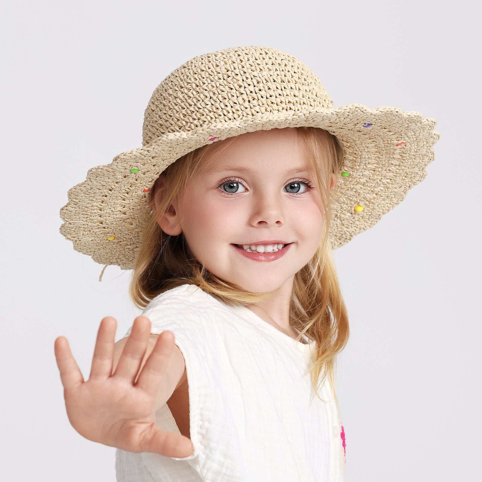 Children’s Paper Straw Sun Hat for Ages 2–6 with UPF 50+ Sun Protection