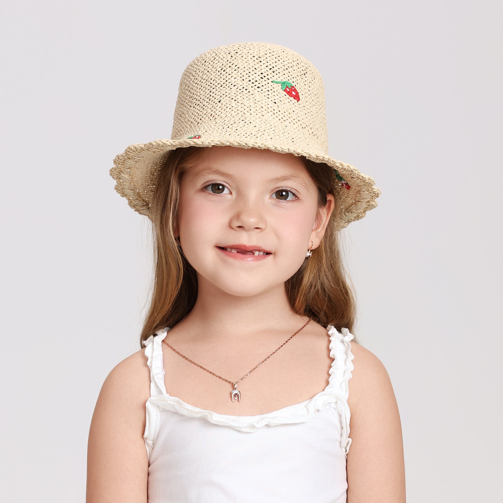 Children’s Paper Straw Bucket Hat for Ages 2–6 with UPF 50+ Sun Protection