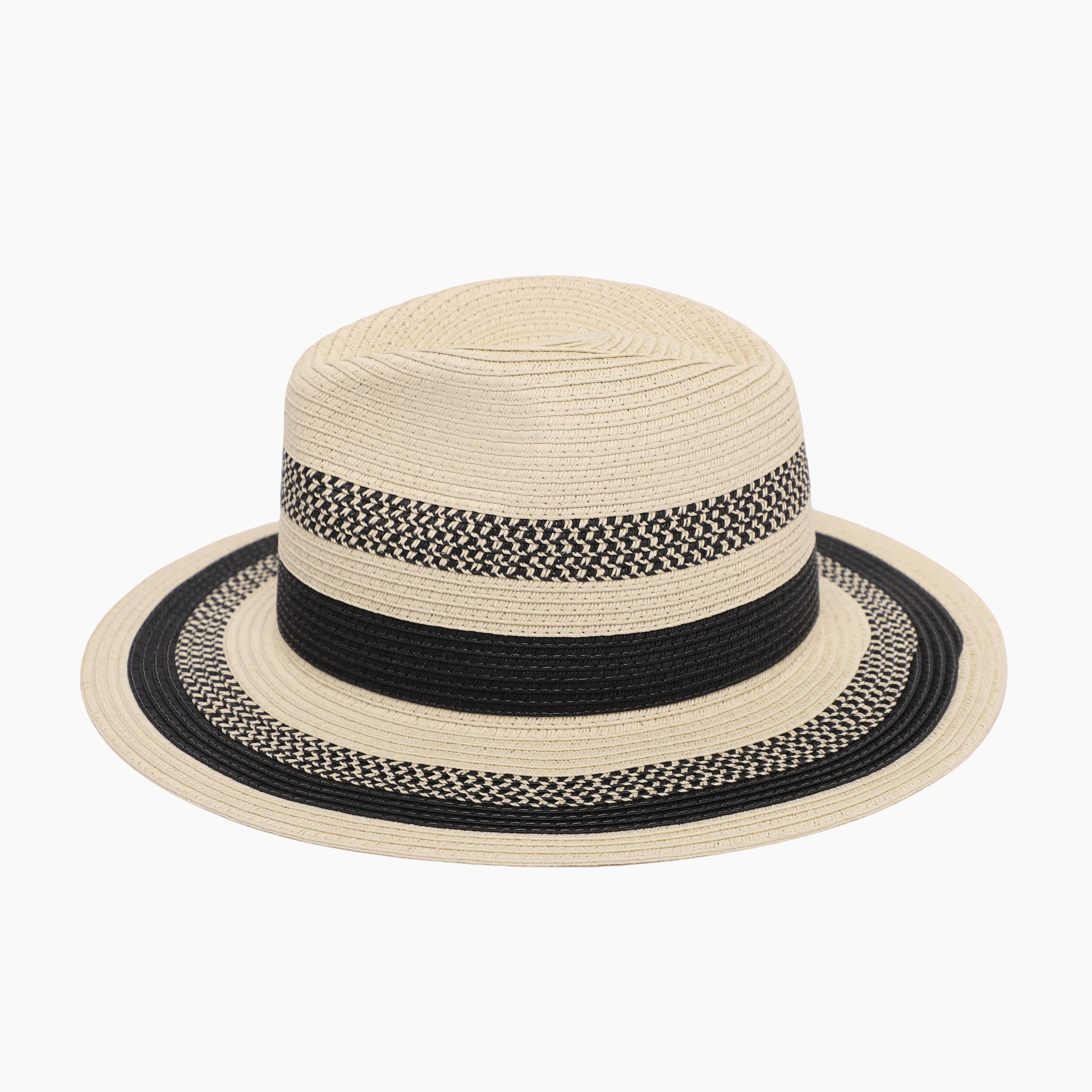 Unisex Paper Straw Fedora Hat with Wide Brim and UPF 50+ Sun Protection