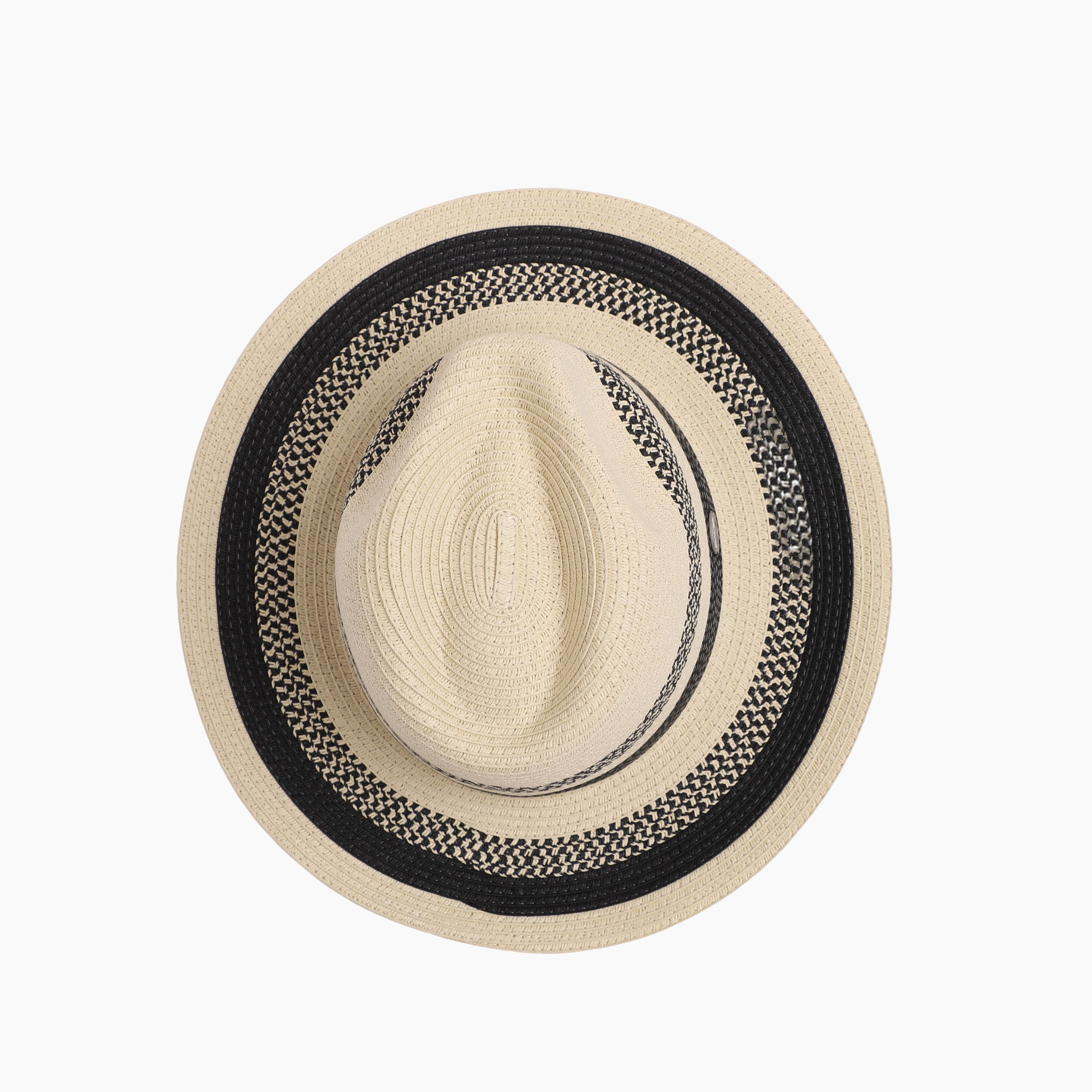 Unisex Paper Straw Fedora Hat with Wide Brim and UPF 50+ Sun Protection