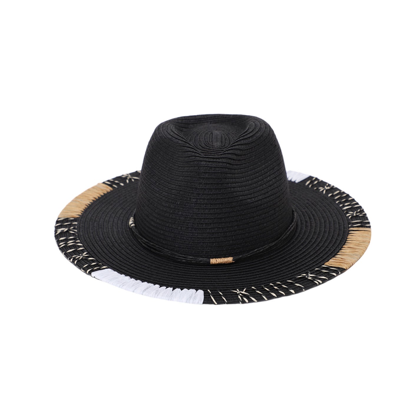 Unisex Paper Straw Fedora Hat with Wide Brim and UPF 50+ Sun Protection