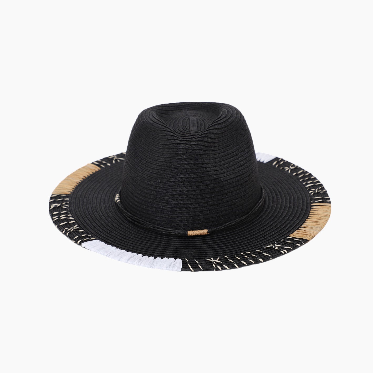 Wholesale Unisex Paper Straw Fedora Hat with  Flat Brim and UPF 50+ Sun Protection