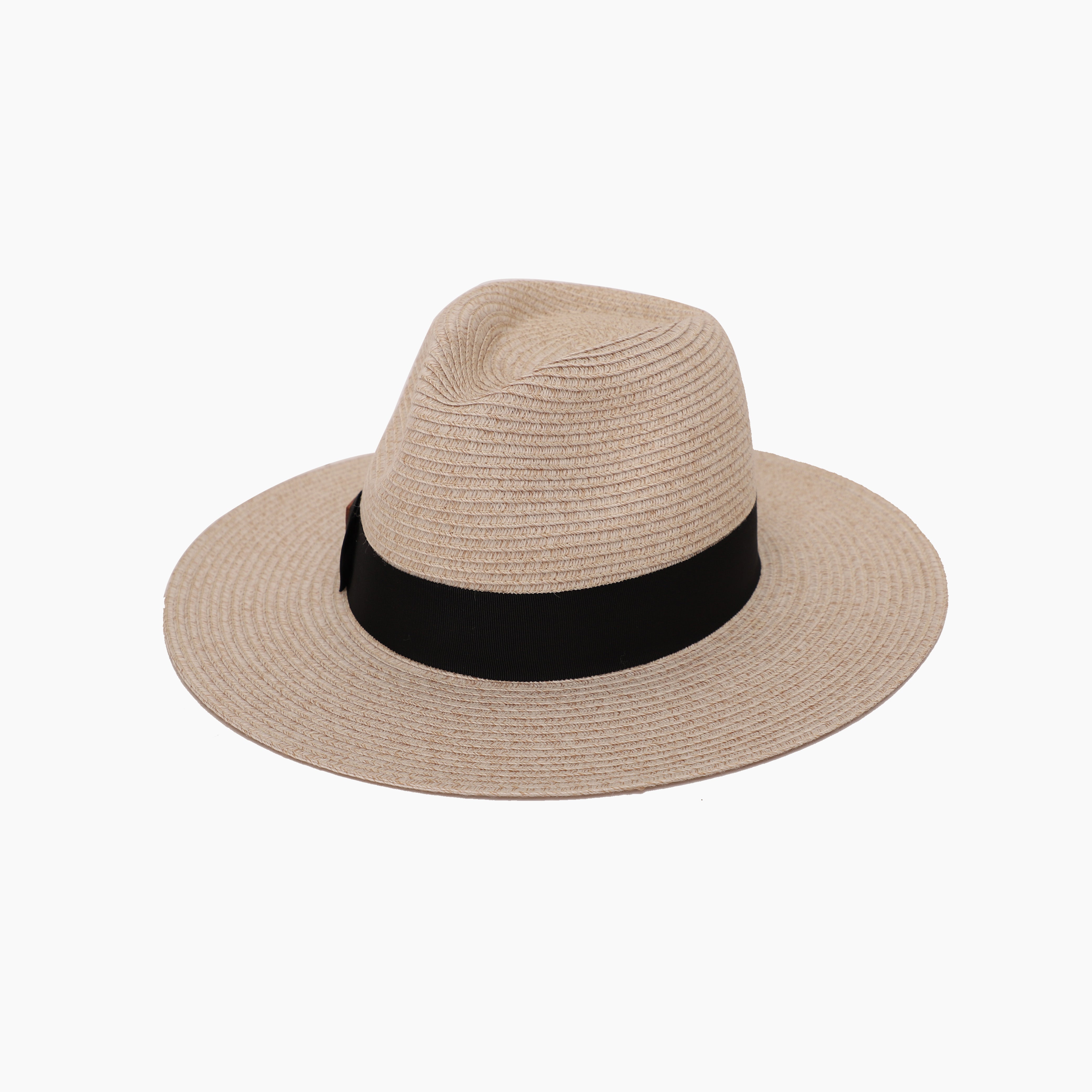 US Stock Wholesale Unsiex Polyester Straw Fedora Hat with Flat Brim and UPF 50+ Sun Protection
