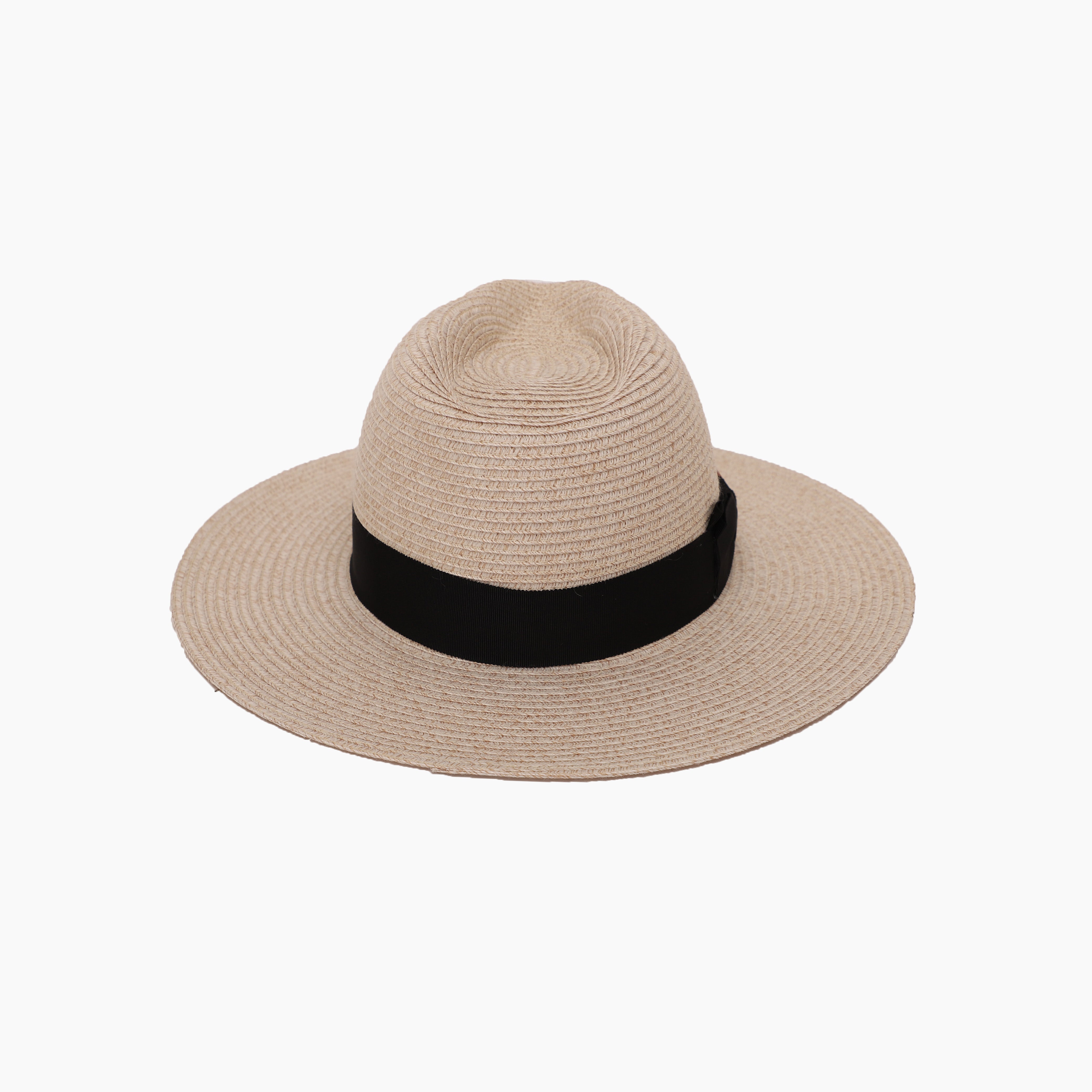 US Stock Wholesale Unsiex Polyester Straw Fedora Hat with Flat Brim and UPF 50+ Sun Protection