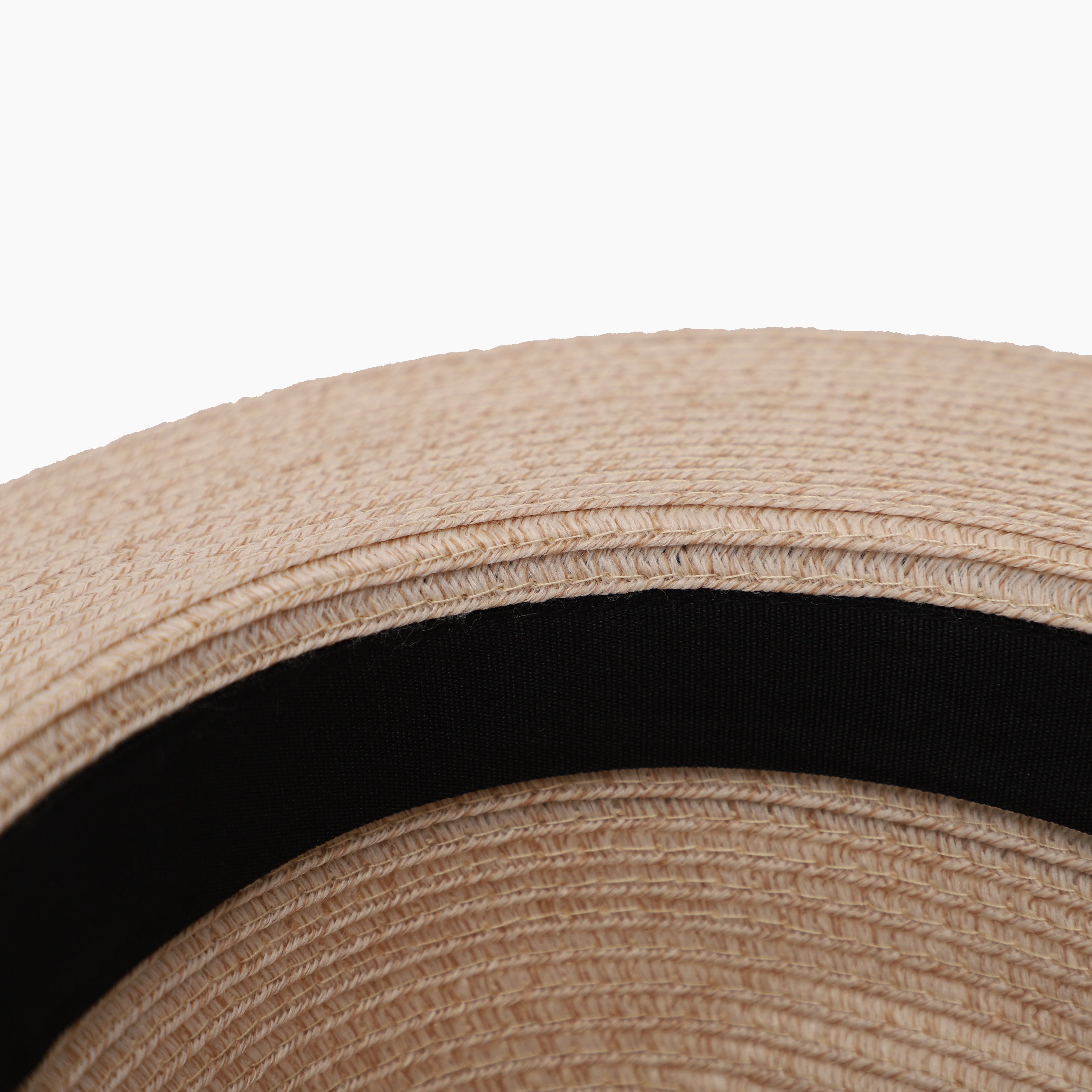 US Stock Wholesale Unsiex Polyester Straw Fedora Hat with Flat Brim and UPF 50+ Sun Protection