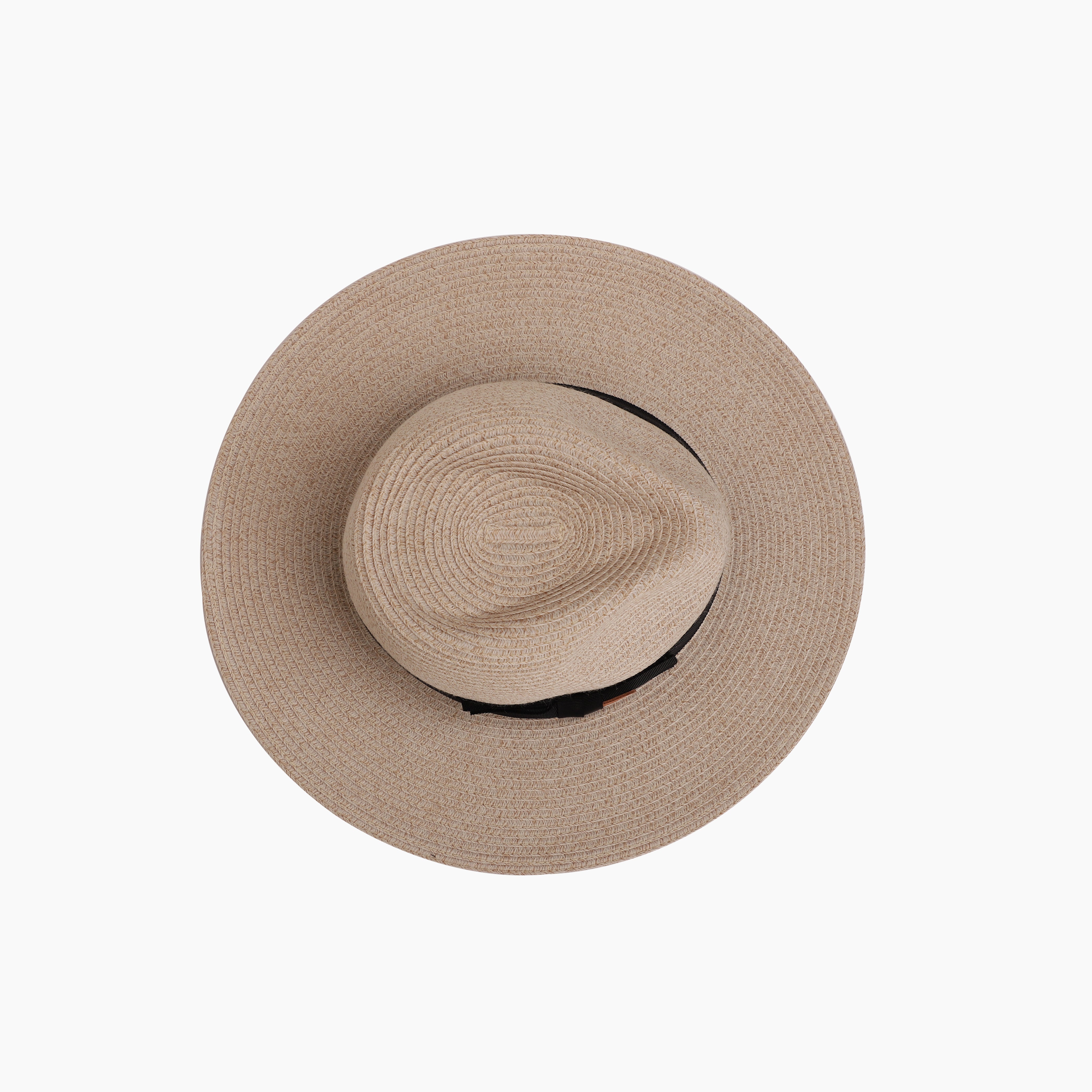 US Stock Wholesale Unsiex Polyester Straw Fedora Hat with Flat Brim and UPF 50+ Sun Protection