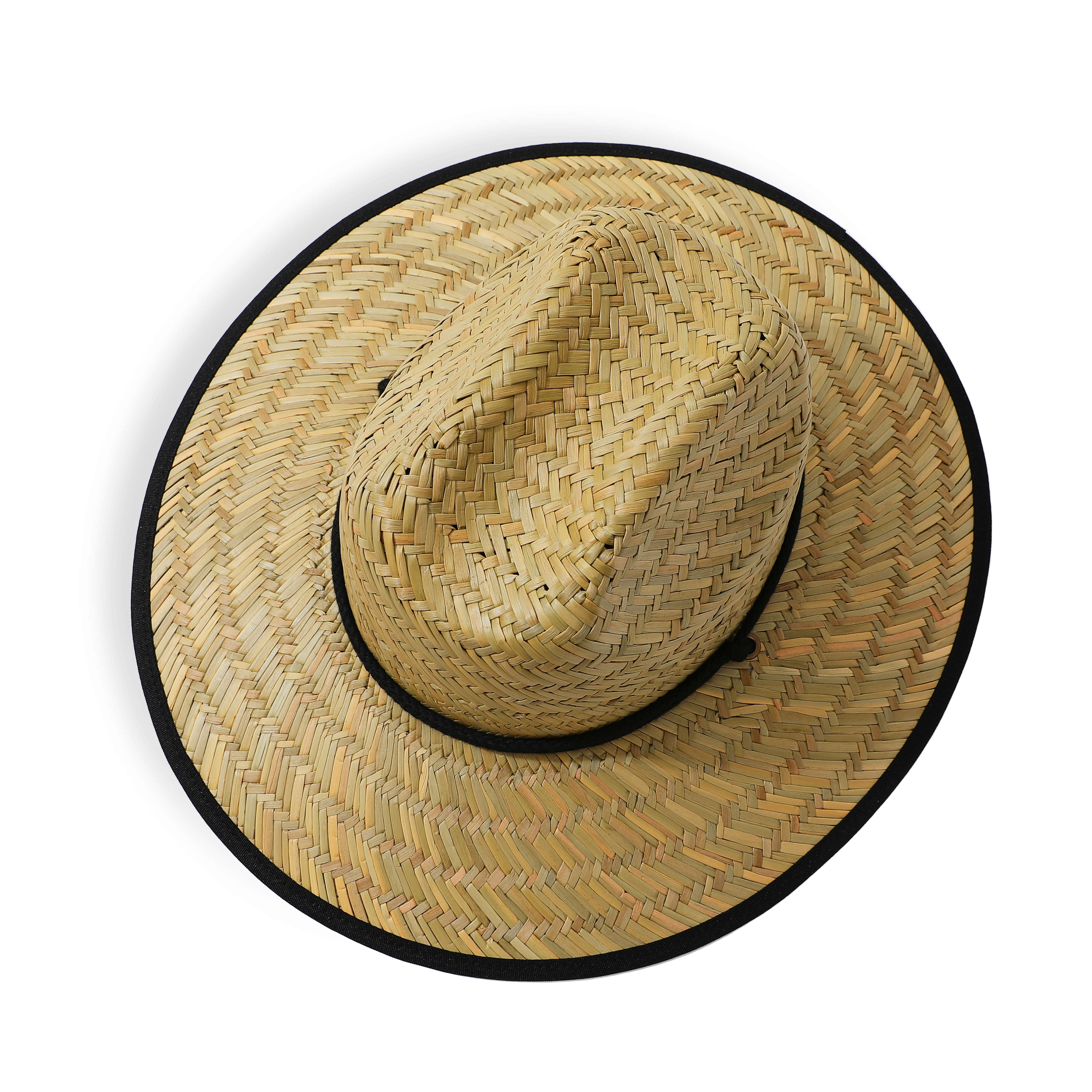 US Stock Wholesale Men's Seagrass Lifeguard Straw Hats with Wide Brim and Sun & Wind Proof