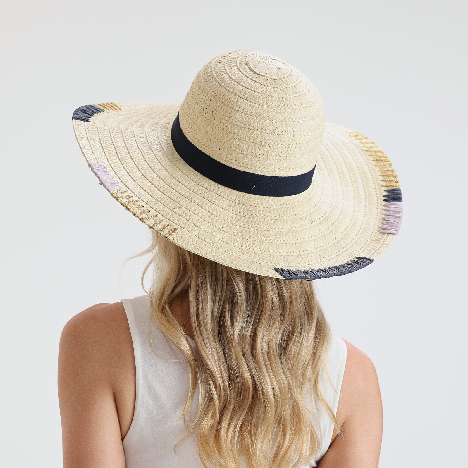 Women’s Paper Straw Sun Hat with Wide Brim and UPF 50+ Sun Protection