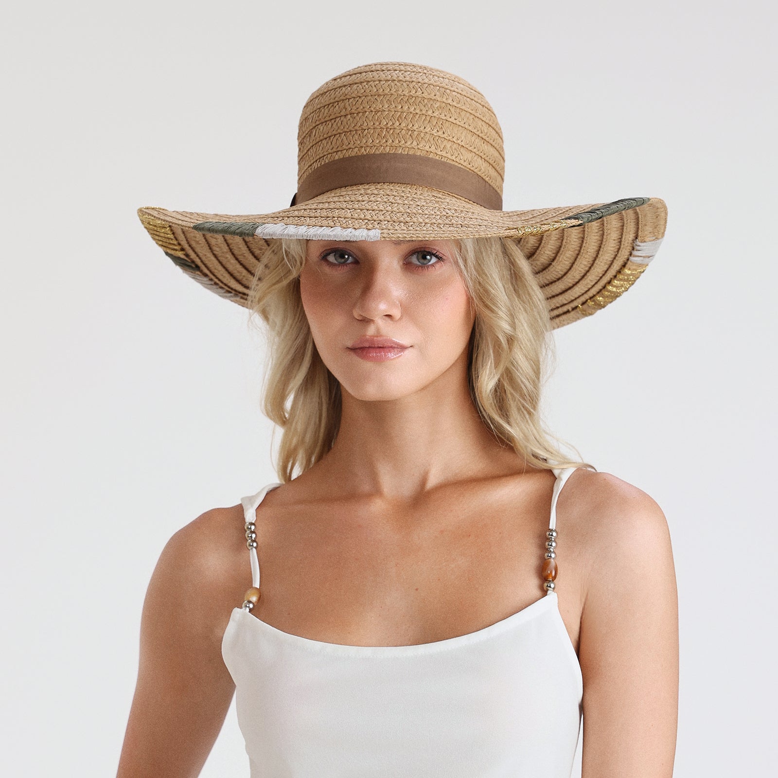 Women’s Paper Straw Sun Hat with Wide Brim and UPF 50+ Sun Protection