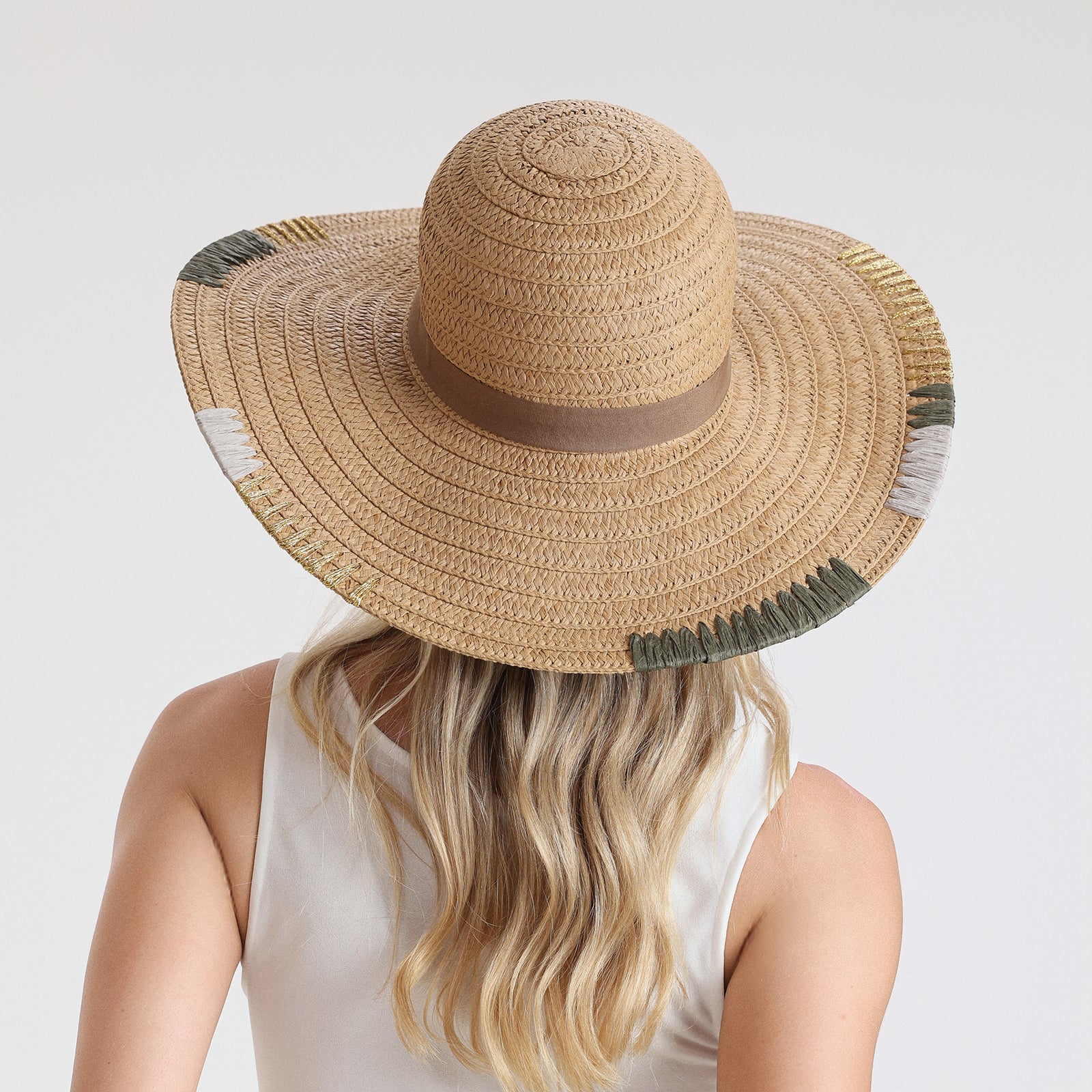 Women’s Paper Straw Sun Hat with Wide Brim and UPF 50+ Sun Protection