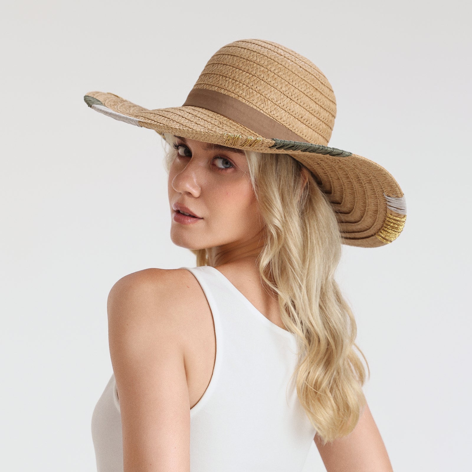 Women’s Paper Straw Sun Hat with Wide Brim and UPF 50+ Sun Protection