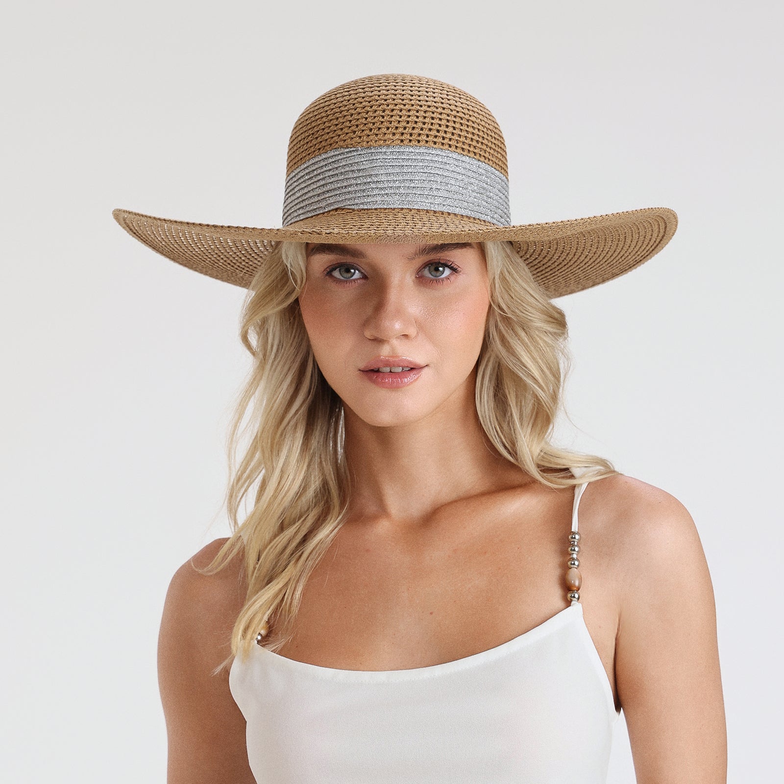 Women’s Paper Straw Sun Hat with Wide Brim and UPF 50+ Sun Protection