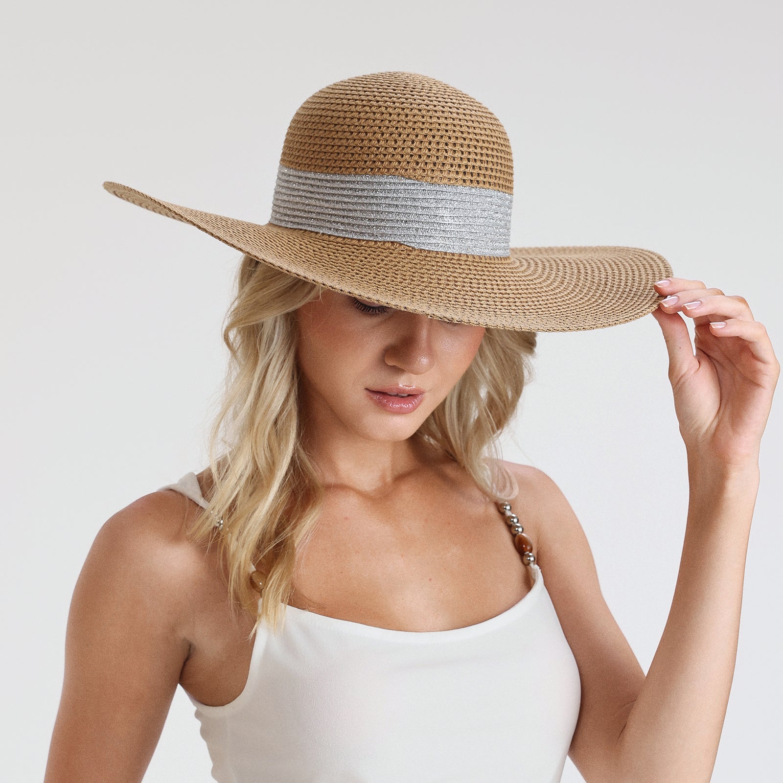 Women’s Paper Straw Sun Hat with Wide Brim and UPF 50+ Sun Protection