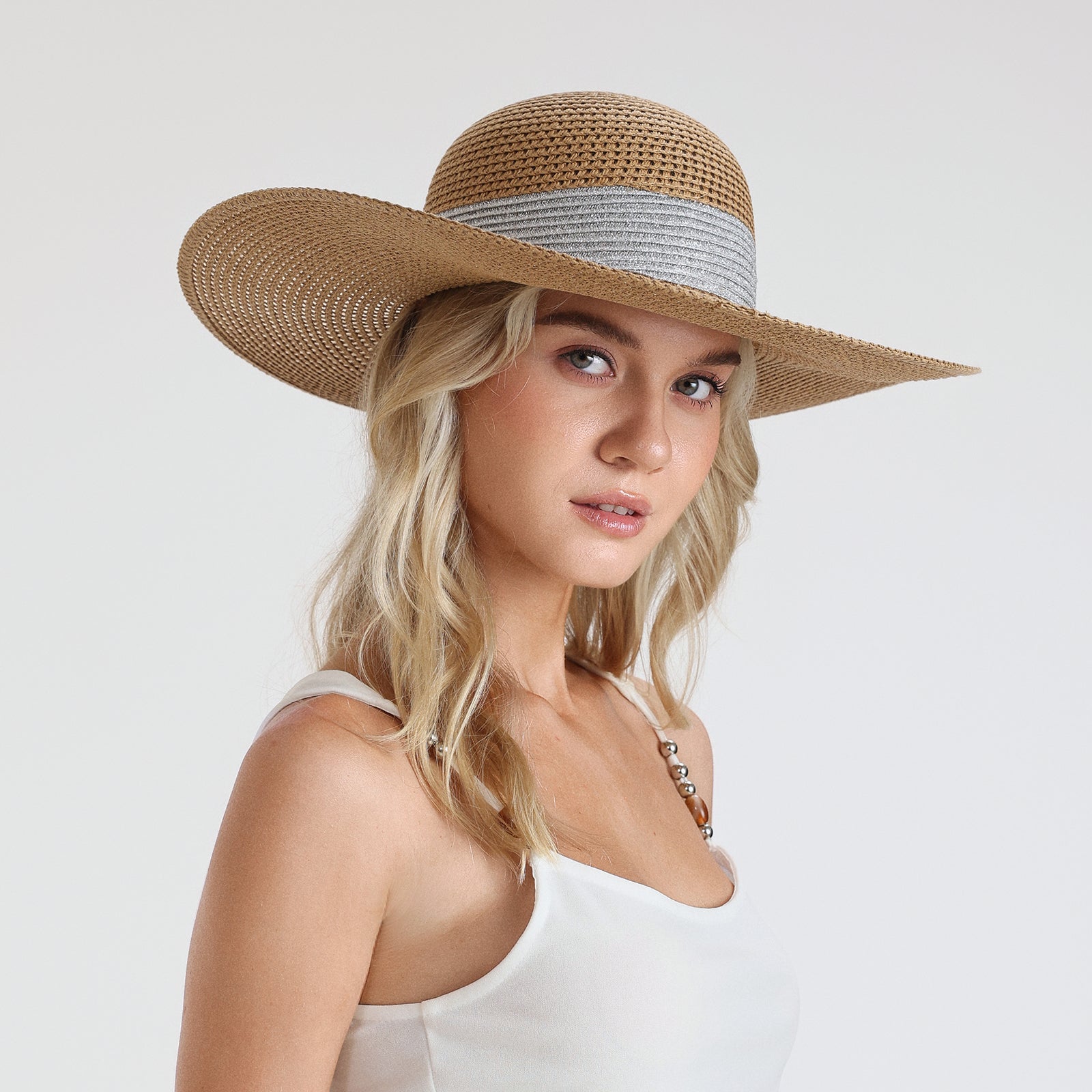 Women’s Paper Straw Sun Hat with Wide Brim and UPF 50+ Sun Protection